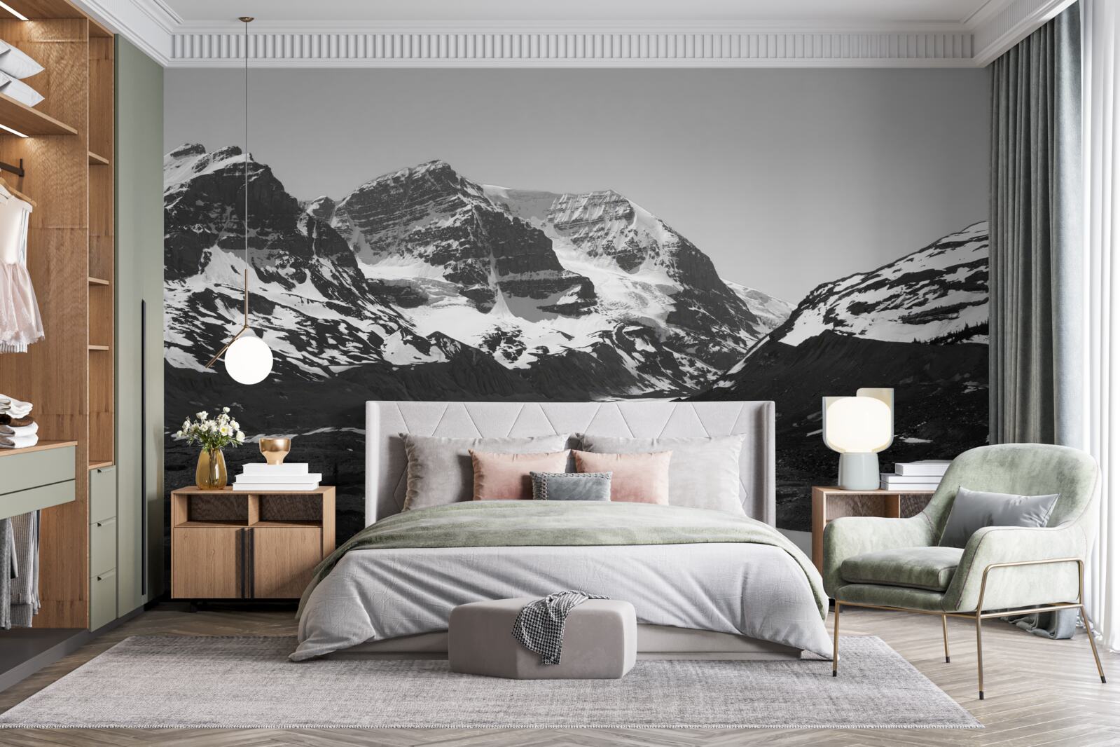 Fototapeta obrázok hôr vyrobený v čiernej a bielej