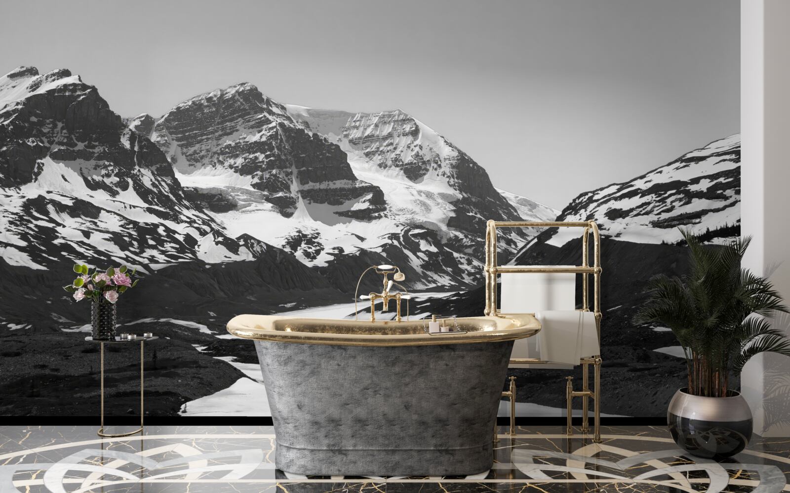 Fototapeta obrázok hôr vyrobený v čiernej a bielej