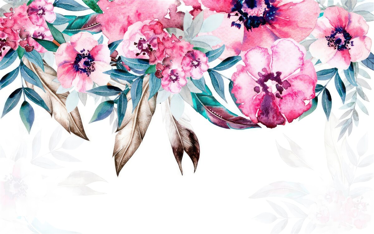 Fototapeta kvety sú tmavoružové so zelenými listami