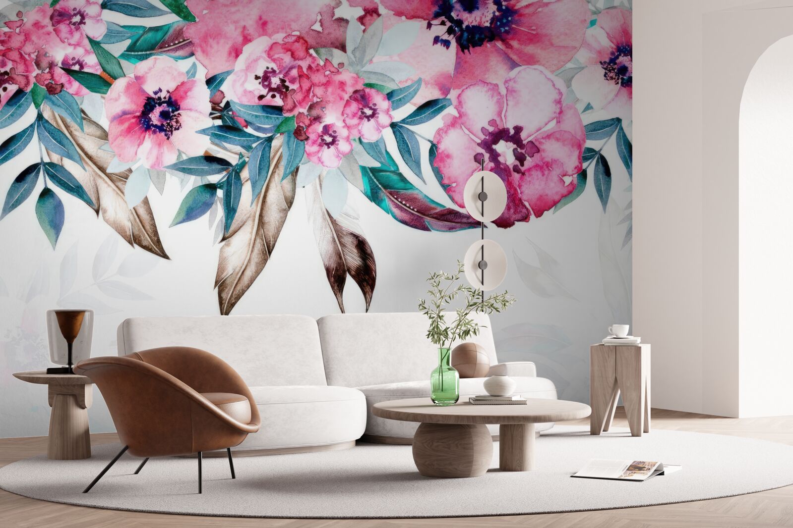 Fototapeta kvety sú tmavoružové so zelenými listami