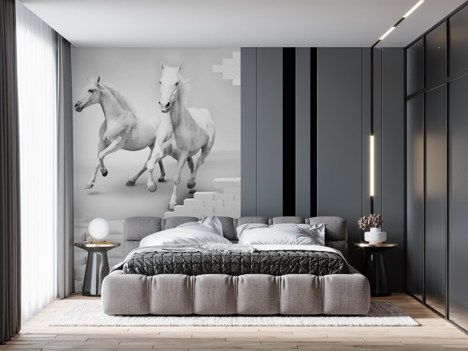 Fototapeta biele kone a zničené tehly