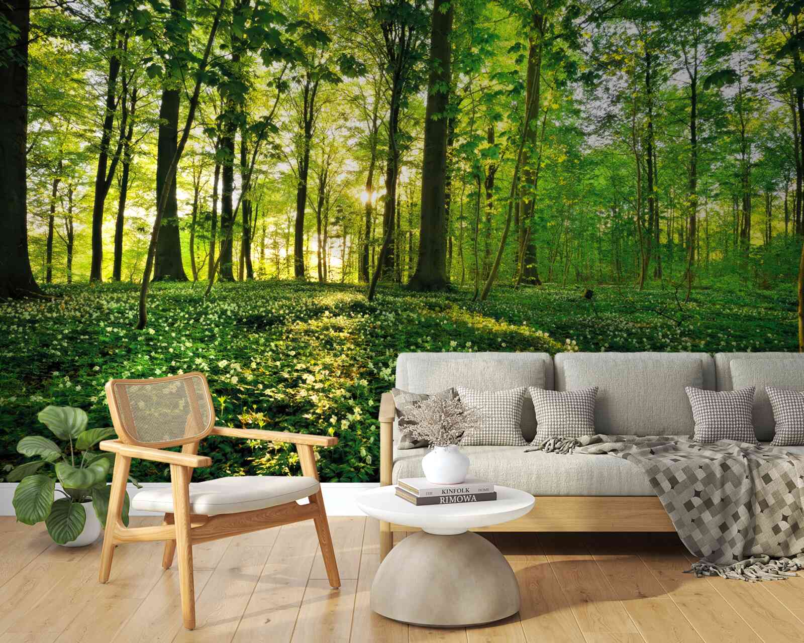 Fototapeta čistinka v lese pokrytá kvetmi