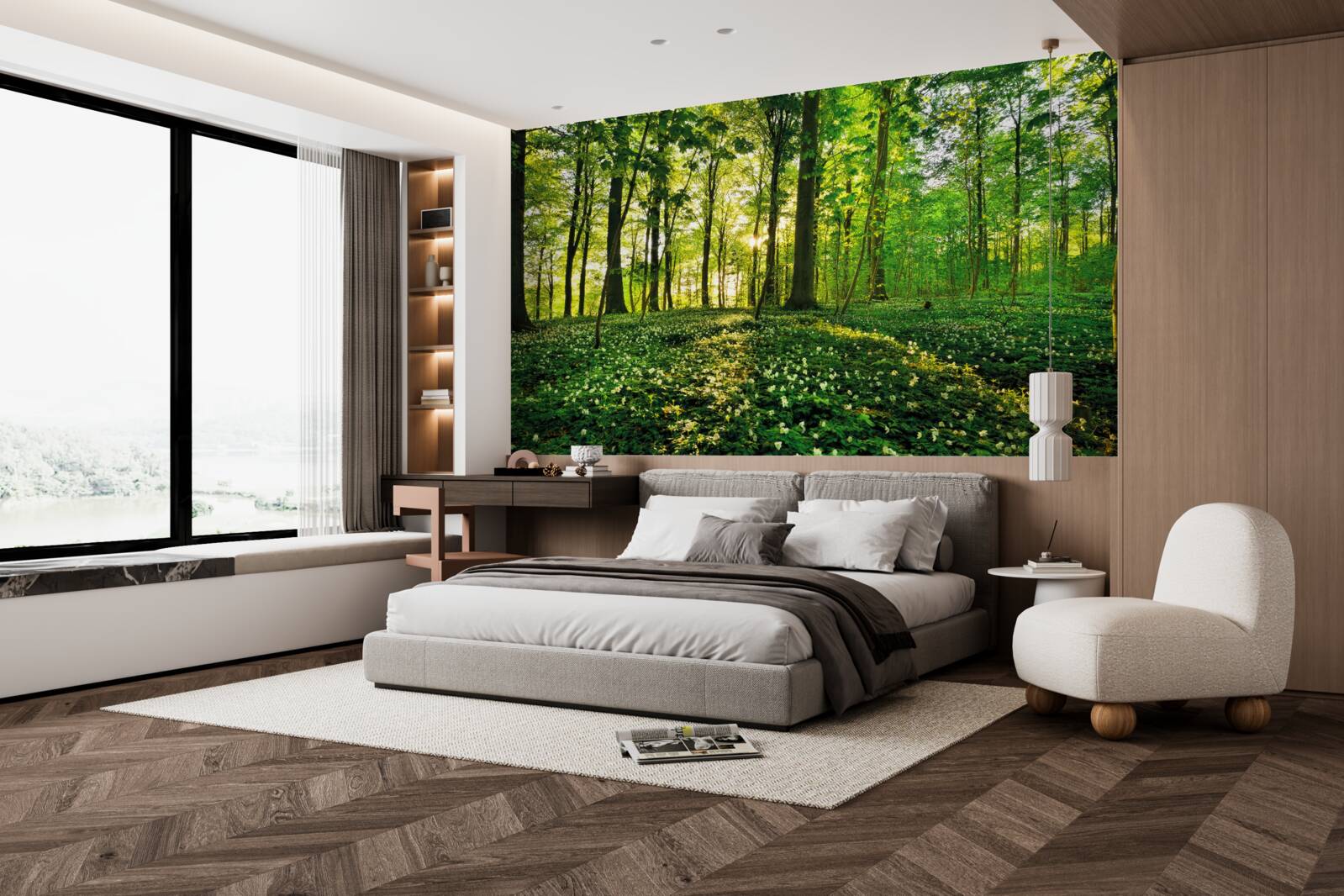 Fototapeta čistinka v lese pokrytá kvetmi