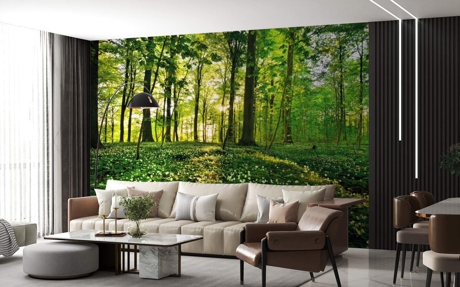 Fototapeta čistinka v lese pokrytá kvetmi