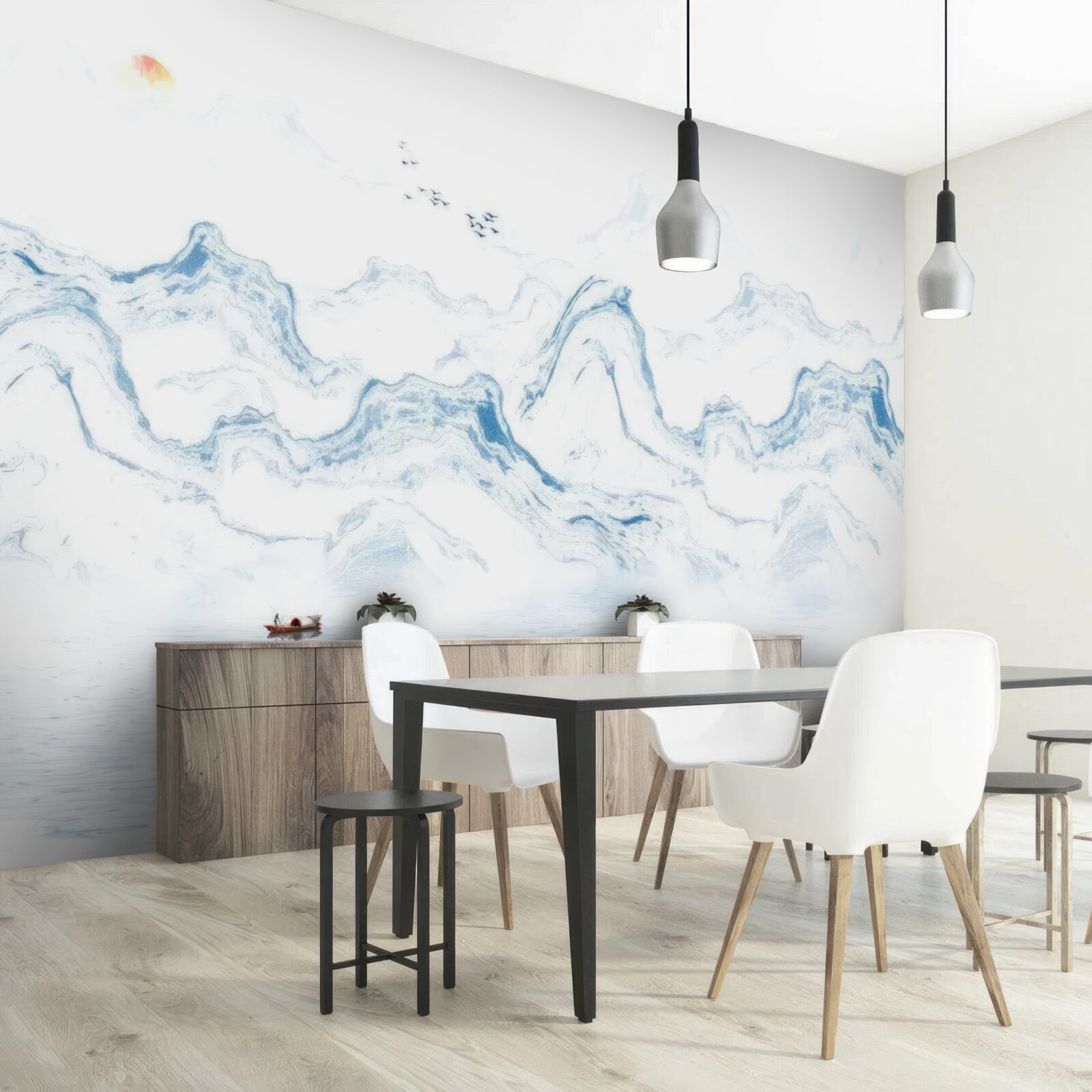 Fototapeta zakrivené modré čiary