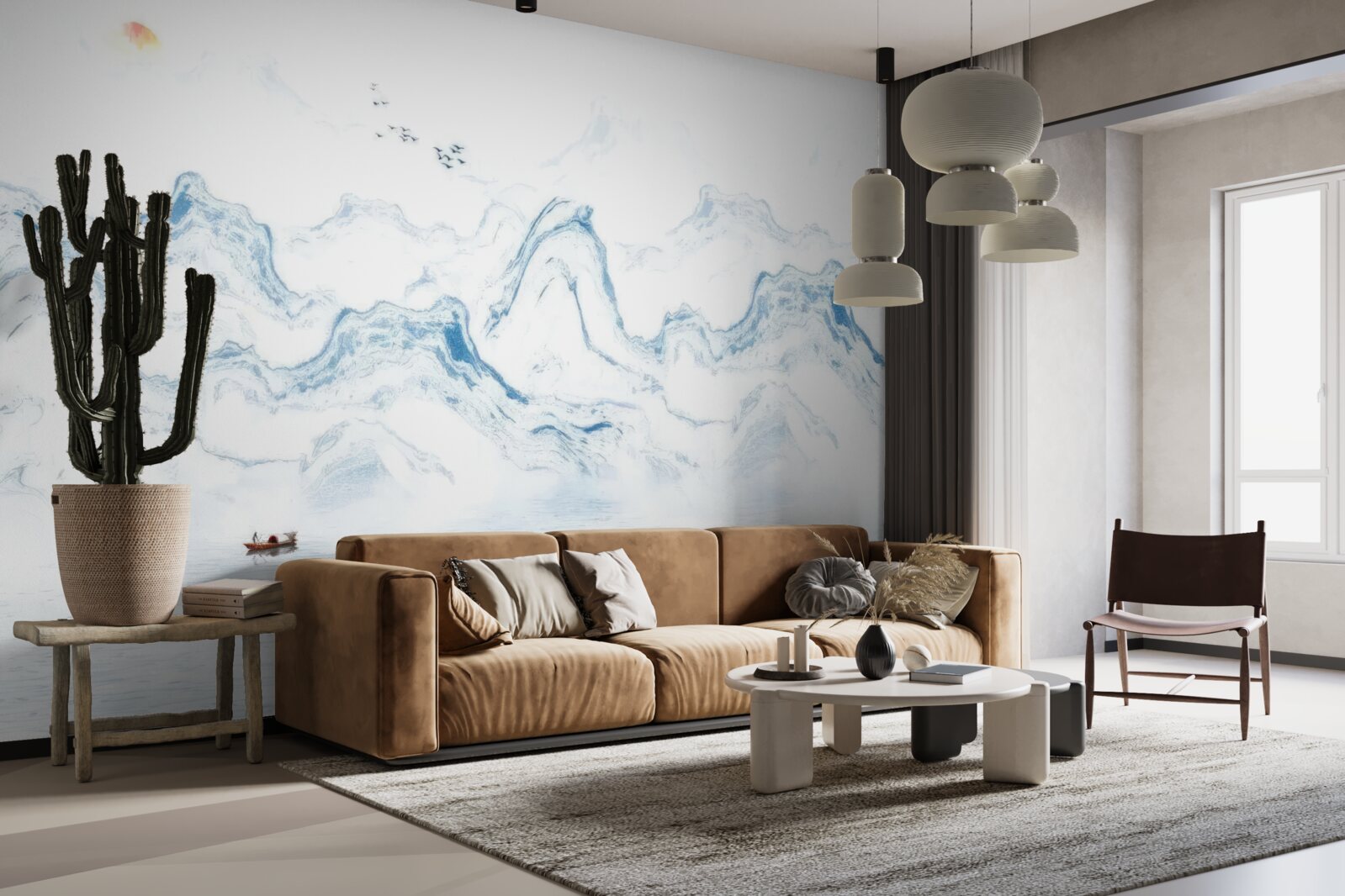 Fototapeta zakrivené modré čiary