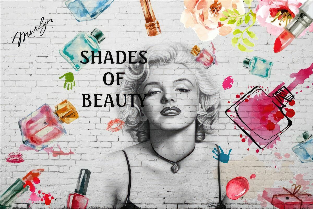 Fototapeta monroe na pozadí bielej tehlovej steny