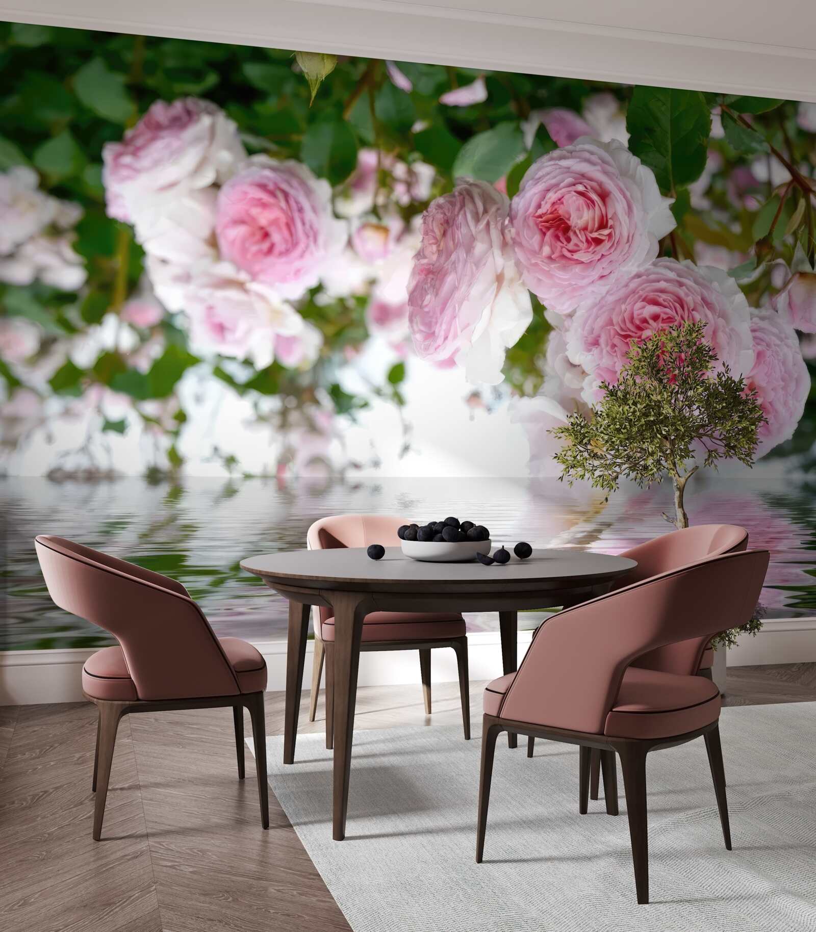 Fototapeta ružové ruže pri vode