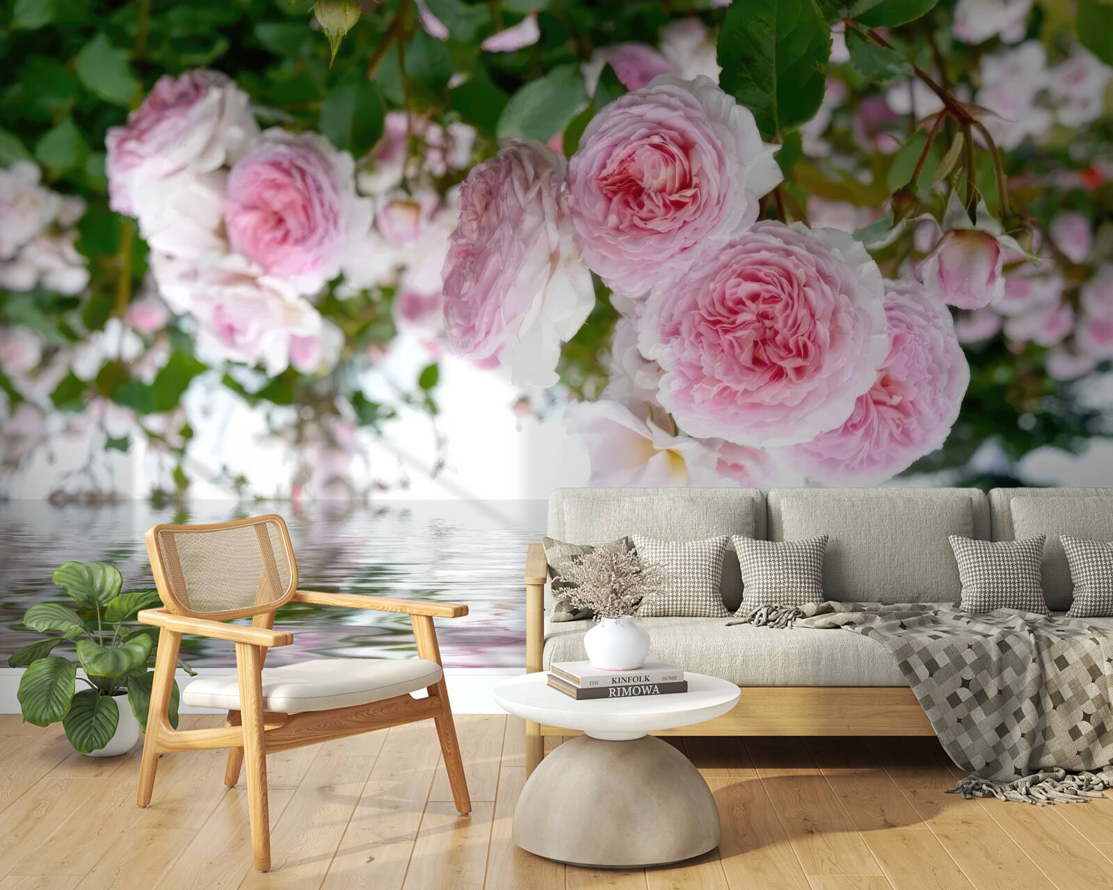 Fototapeta ružové ruže pri vode