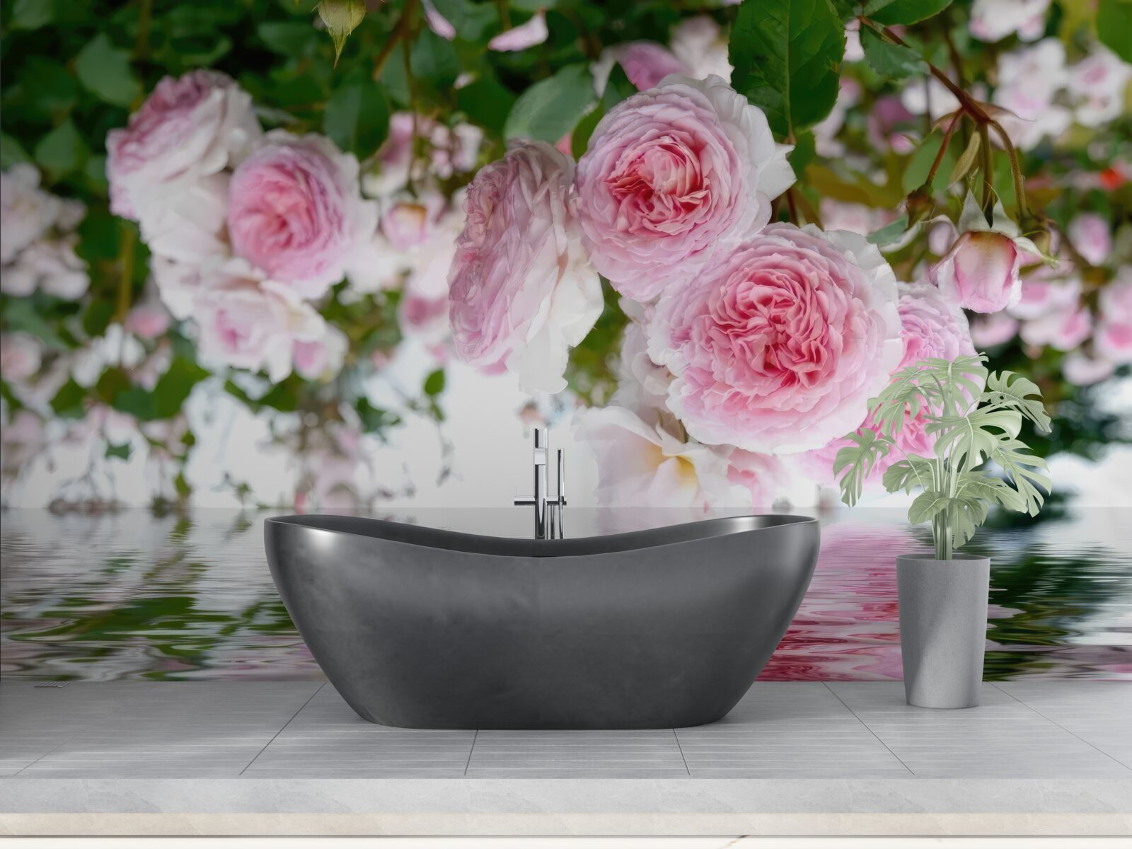 Fototapeta ružové ruže pri vode