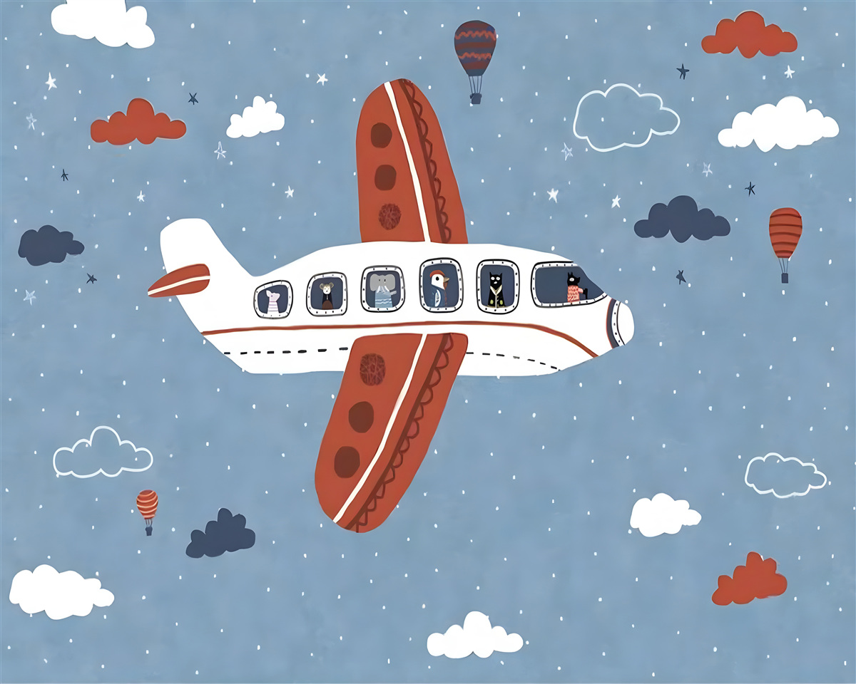 Fototapeta zvieratá sa pozerajú z okien lietadla