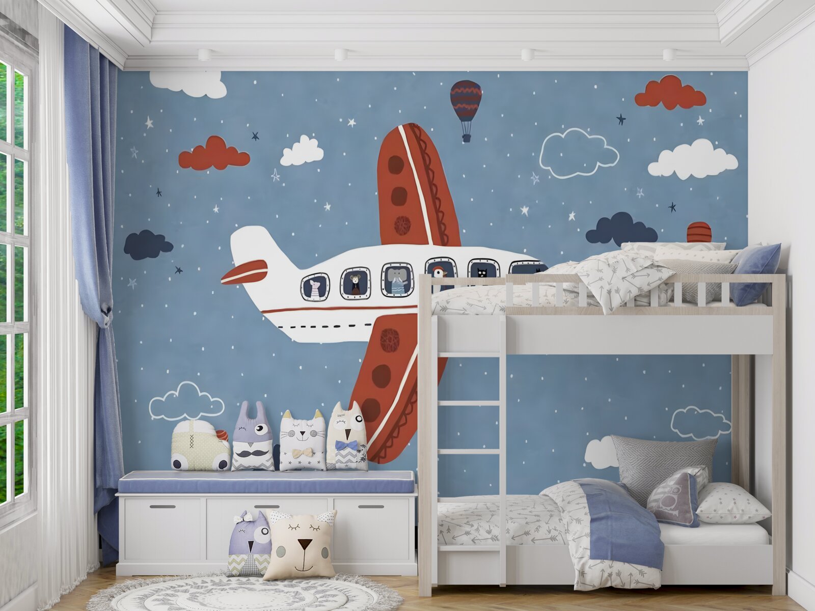 Fototapeta zvieratá sa pozerajú z okien lietadla