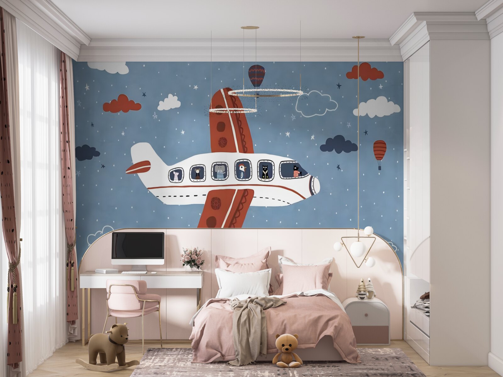 Fototapeta zvieratá sa pozerajú z okien lietadla