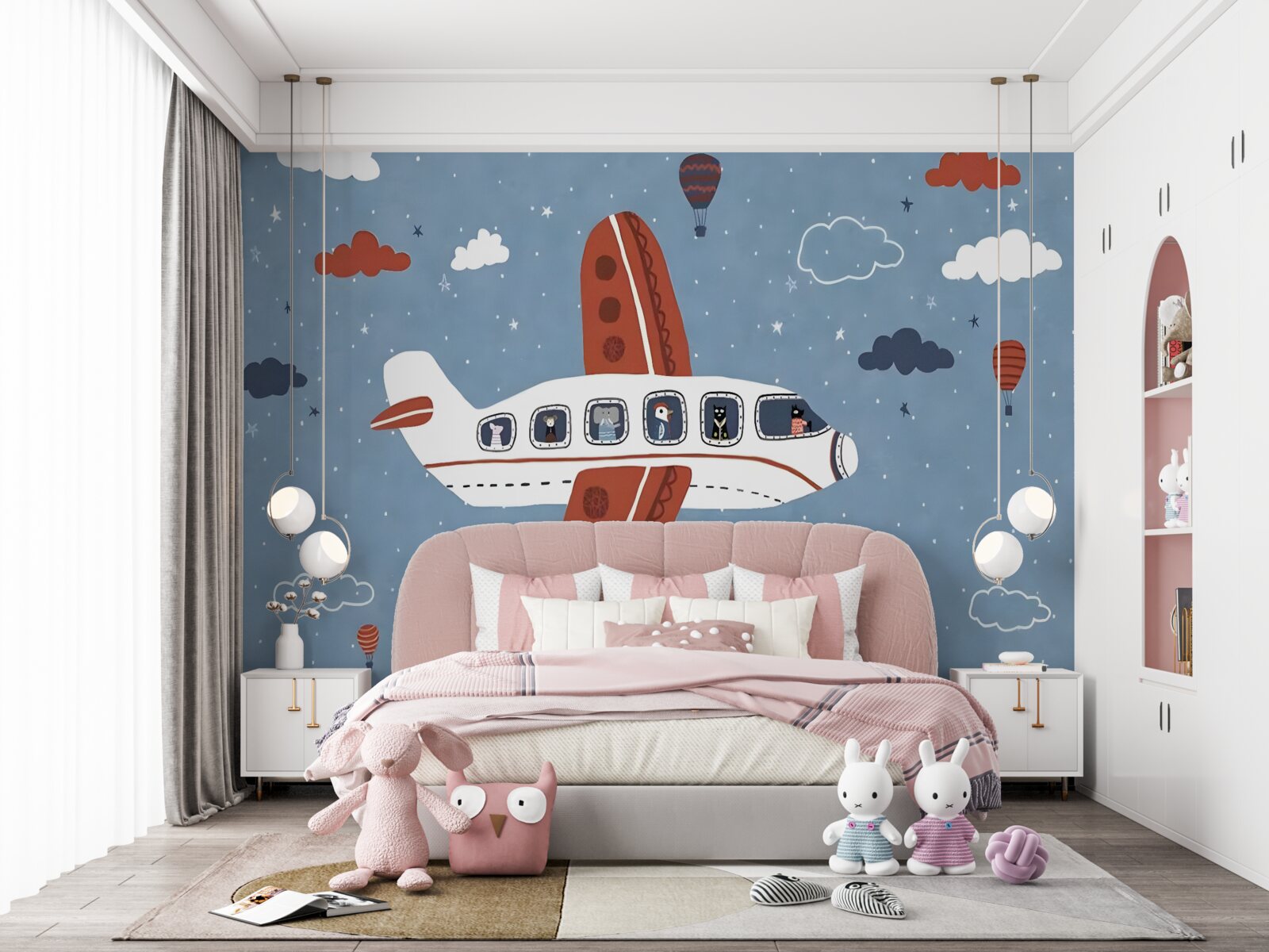 Fototapeta zvieratá sa pozerajú z okien lietadla