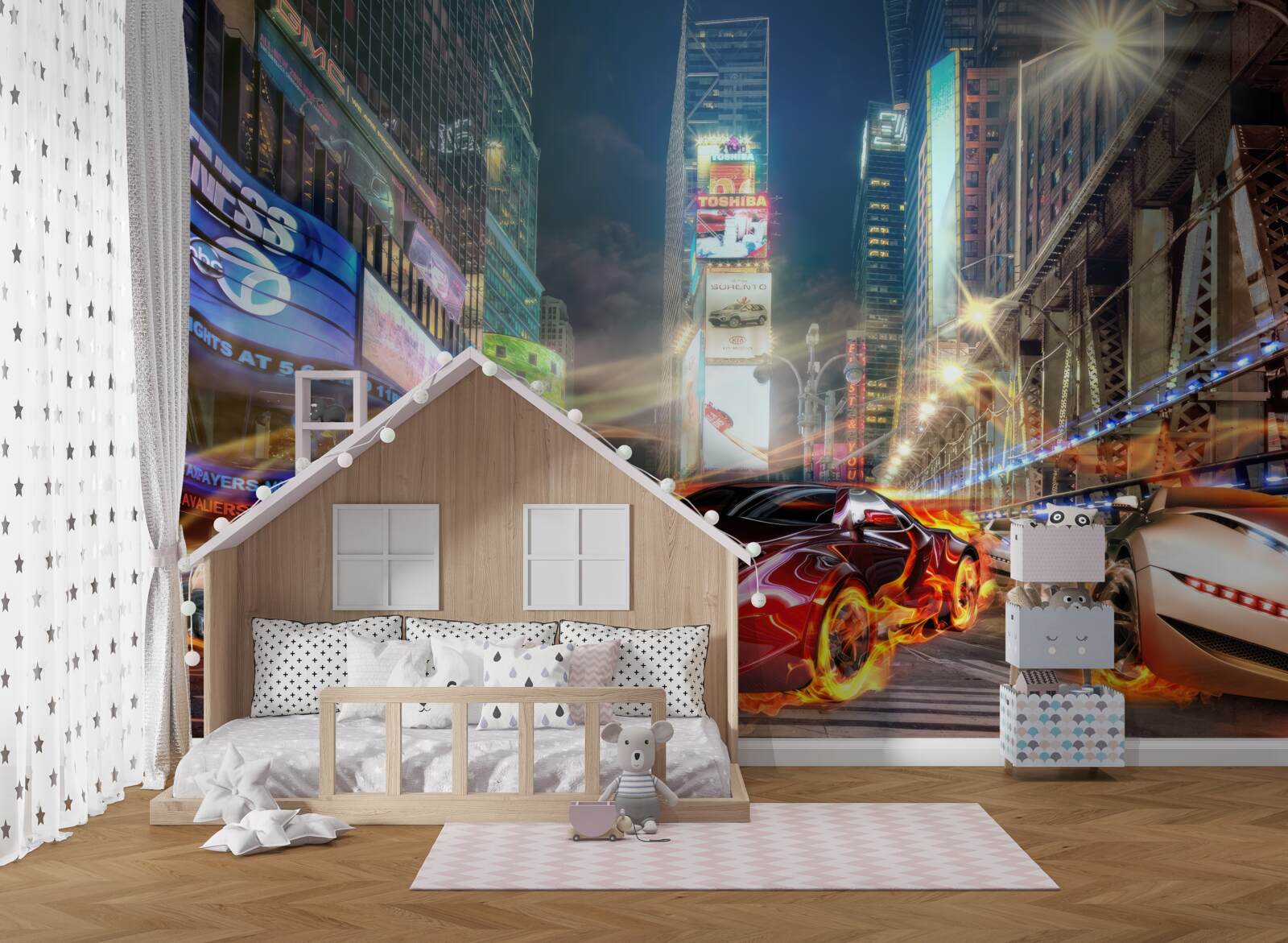 Fototapeta športové autá v uliciach mesta