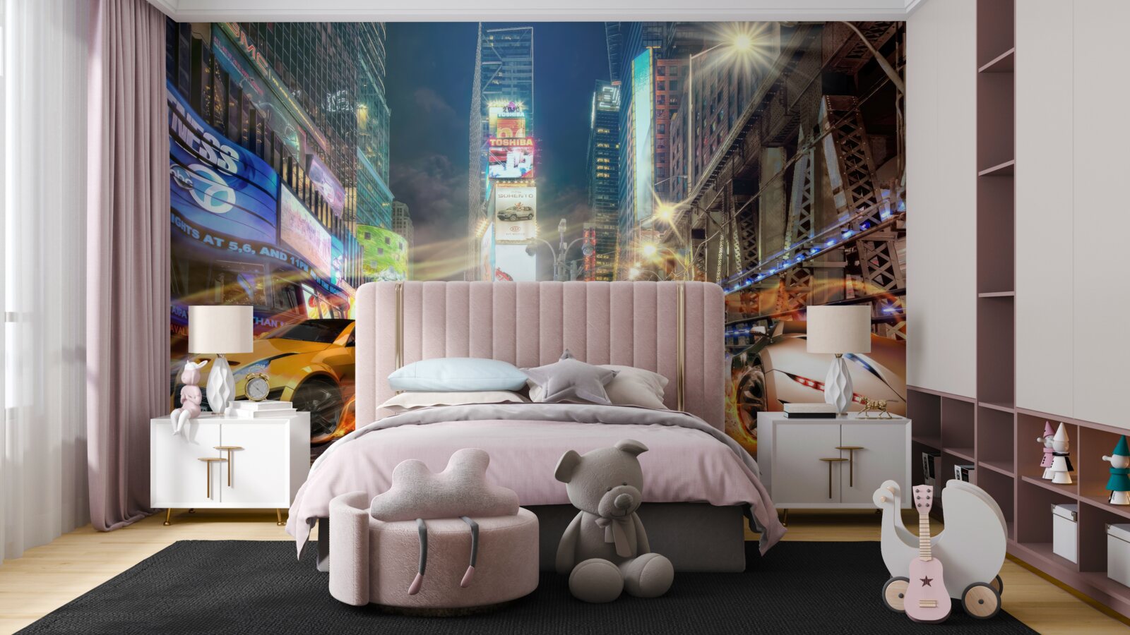 Fototapeta športové autá v uliciach mesta