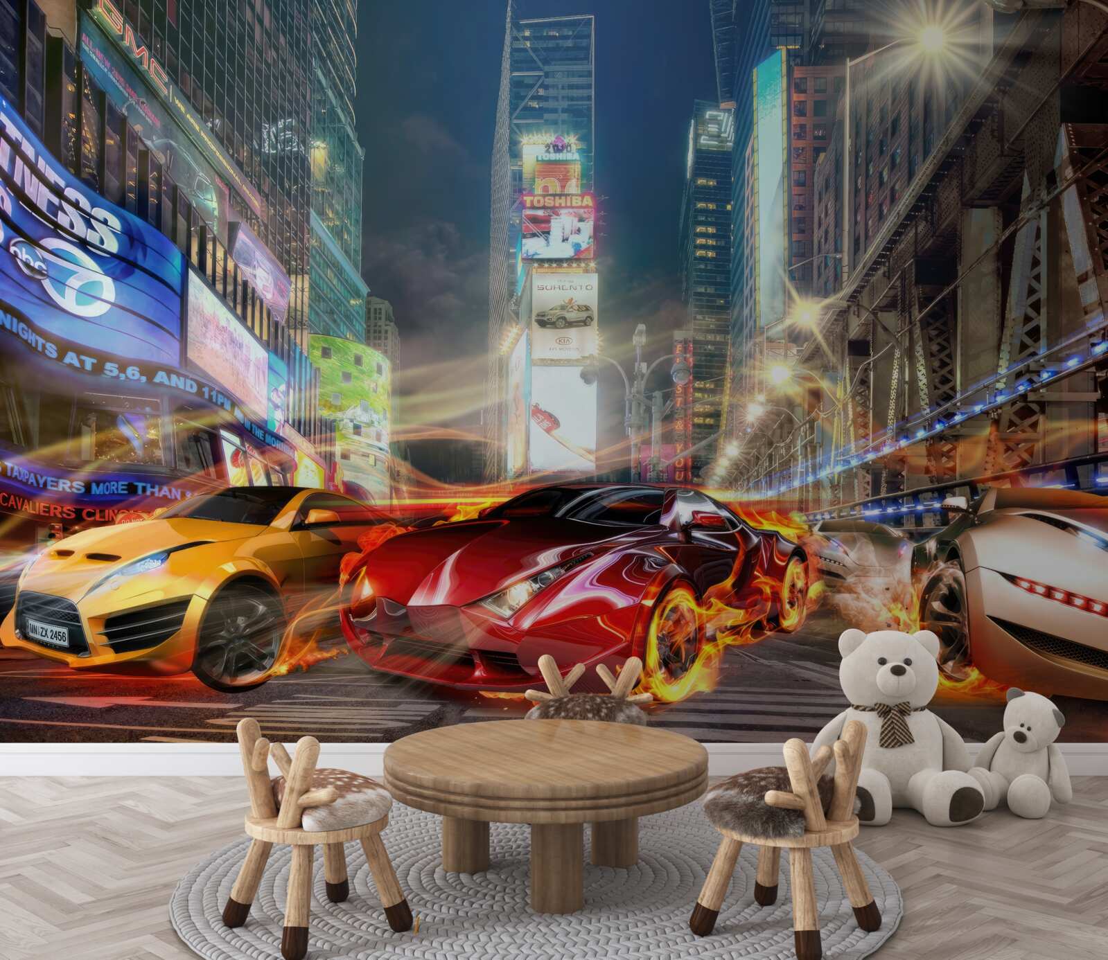 Fototapeta športové autá v uliciach mesta