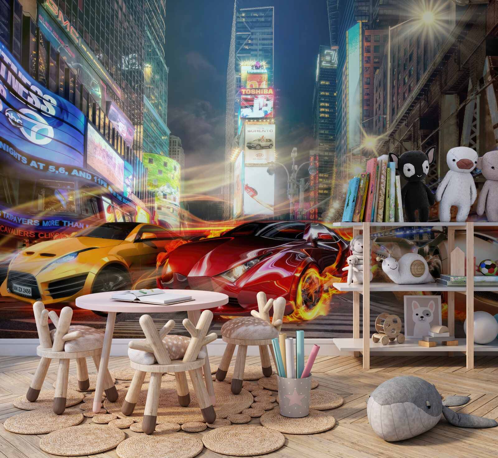 Fototapeta športové autá v uliciach mesta