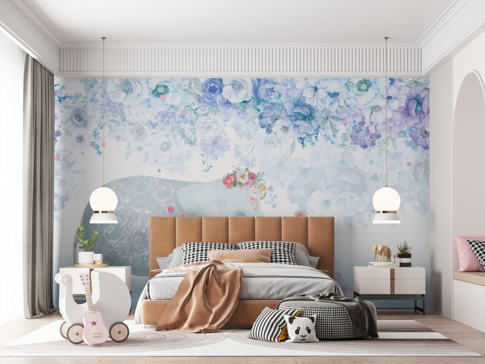 Fototapeta slon s dieťaťom medzi kvetmi