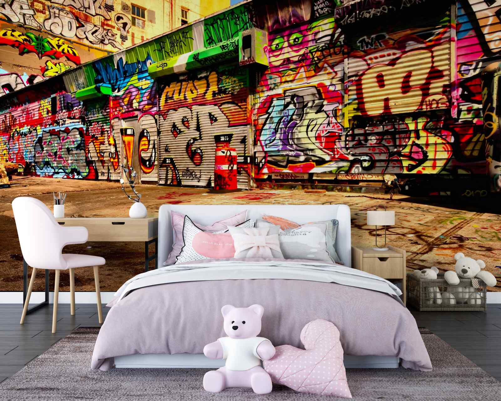 Fototapeta budovy na ulici sú zdobené graffiti