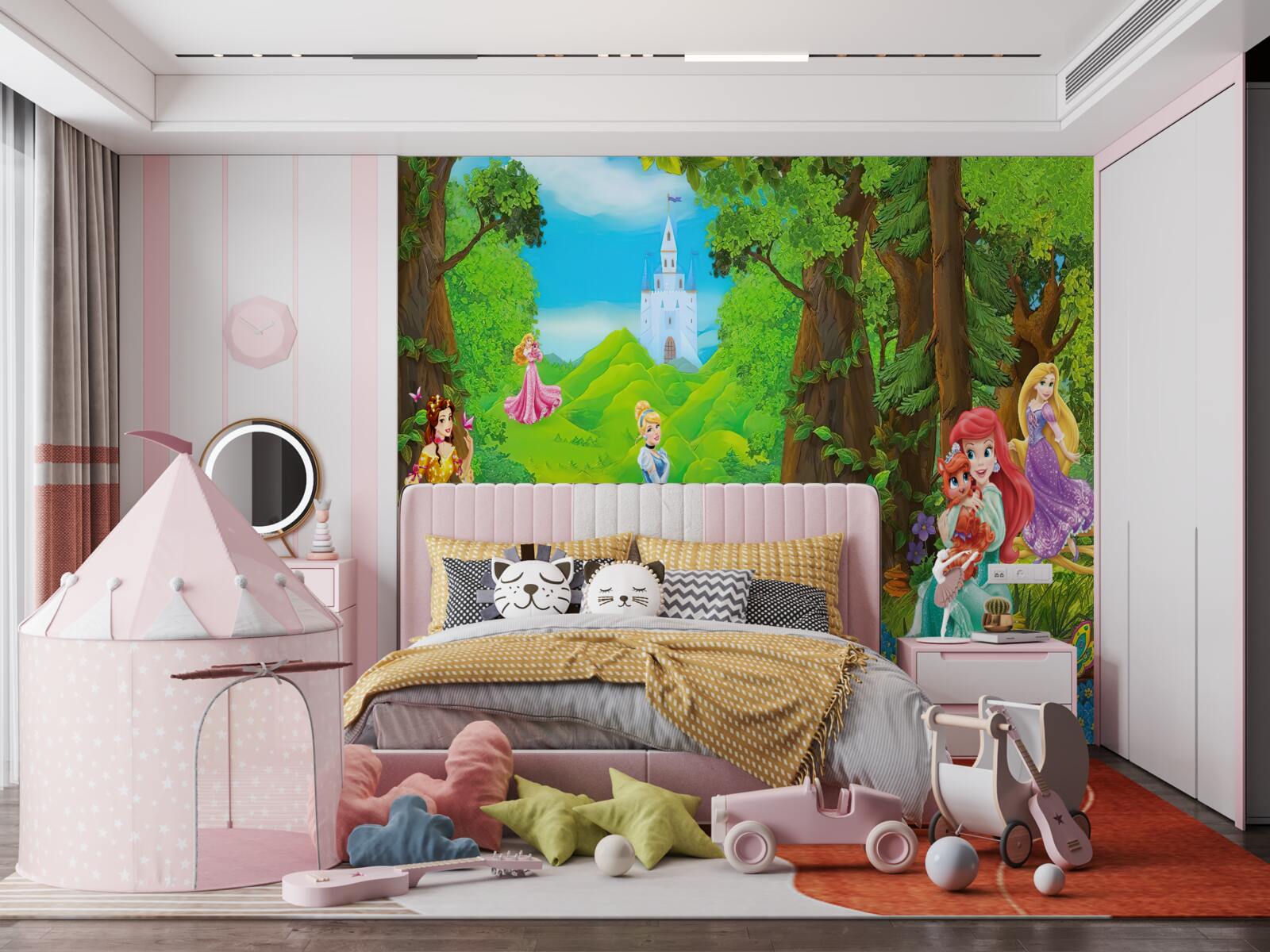 Fototapeta Disney kreslené princezné prechádzky v lese