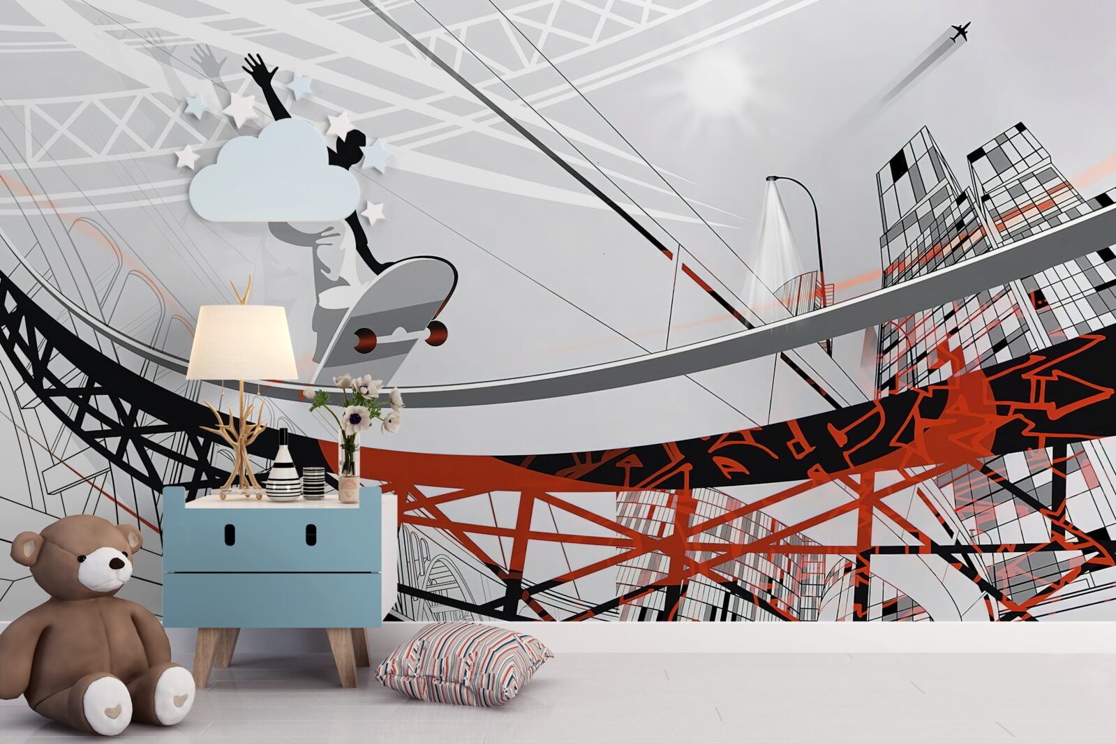 Fototapeta mladý muž jazdí na skateboarde