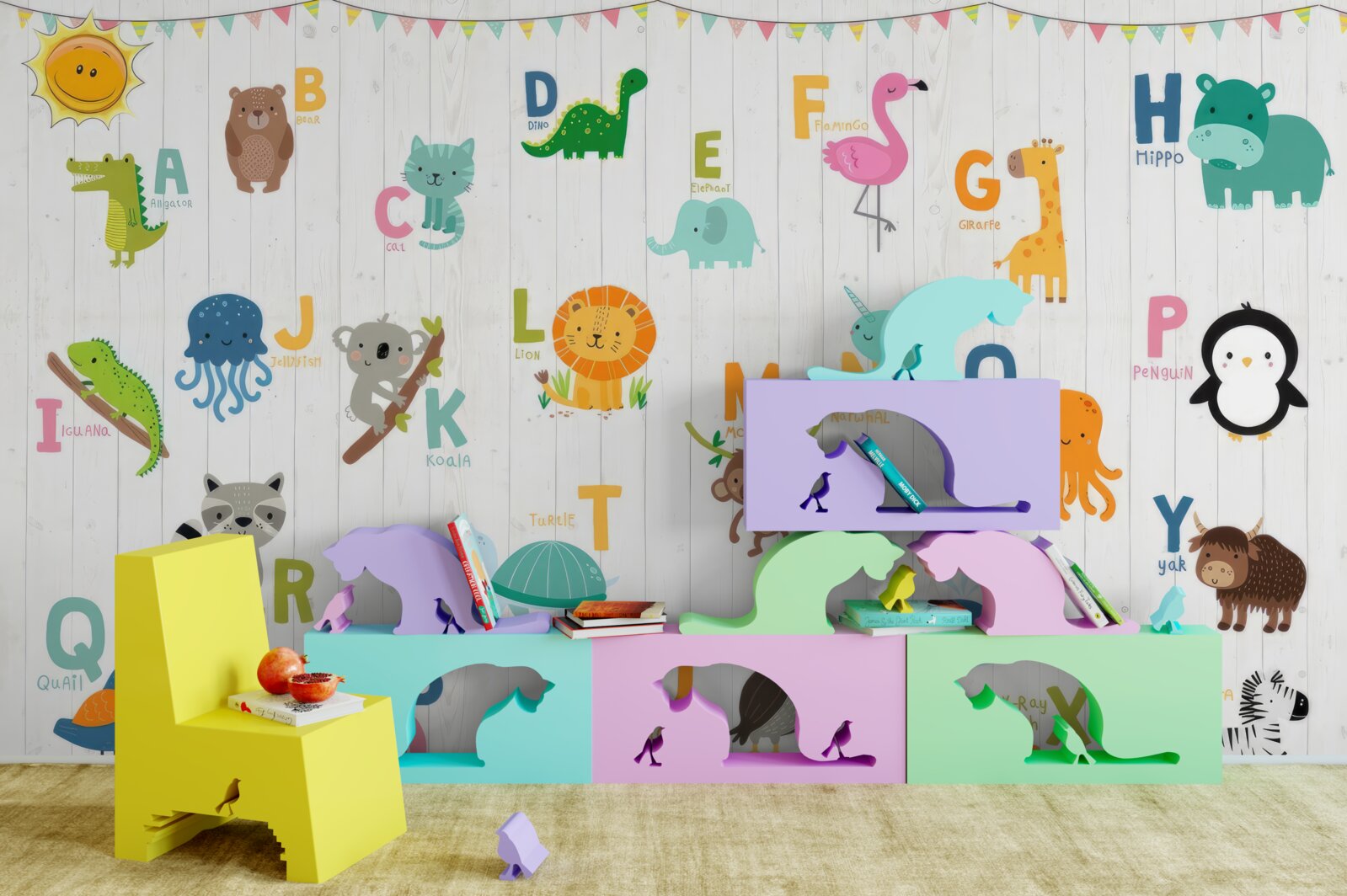 Fototapeta abeceda s obrázkami zvierat