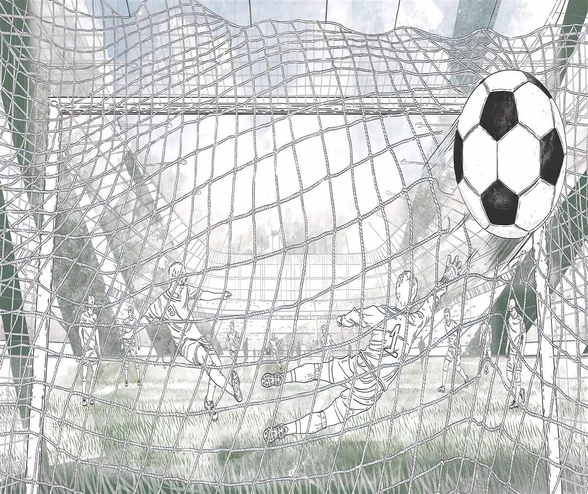 Fototapeta obrysy futbalistov na ihrisku