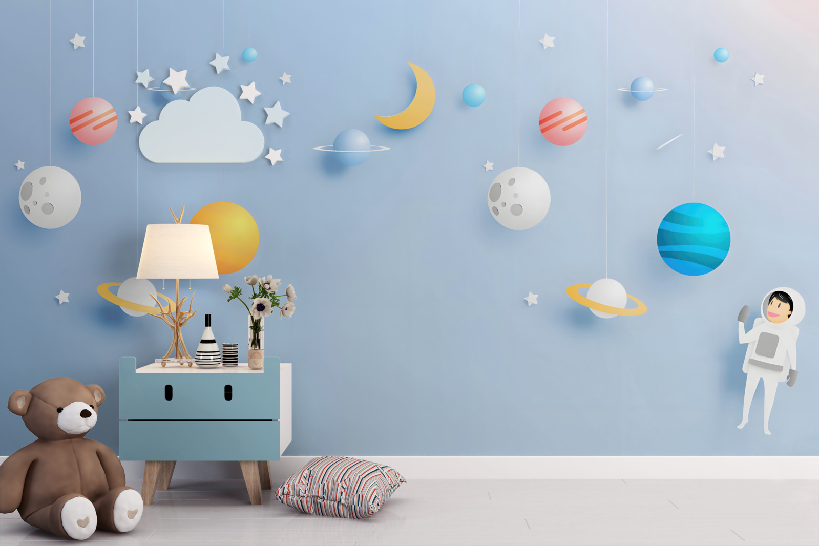 Fototapeta astronaut obklopený planétami