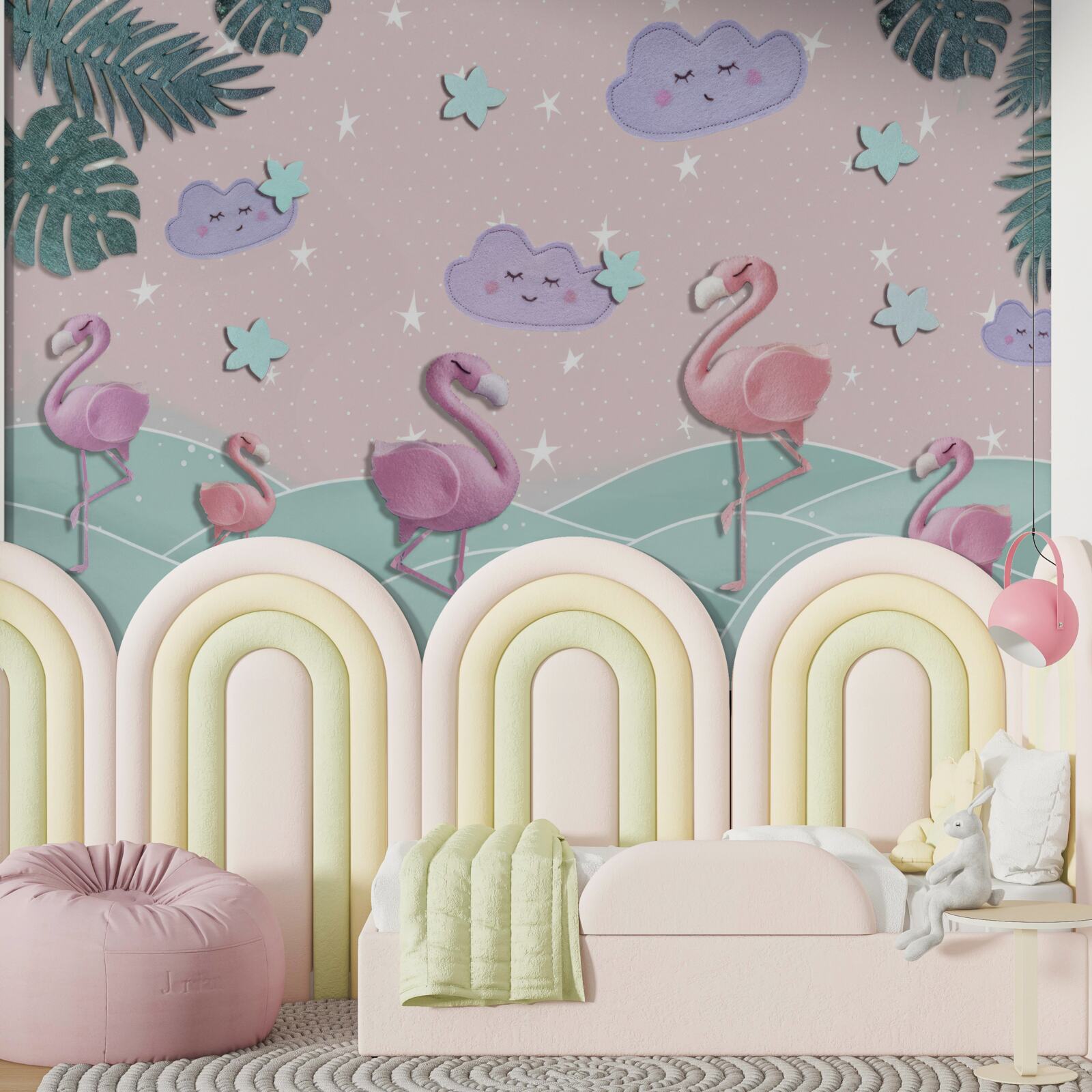 Fototapeta ružové plameniaky balansujú na jednej nohe