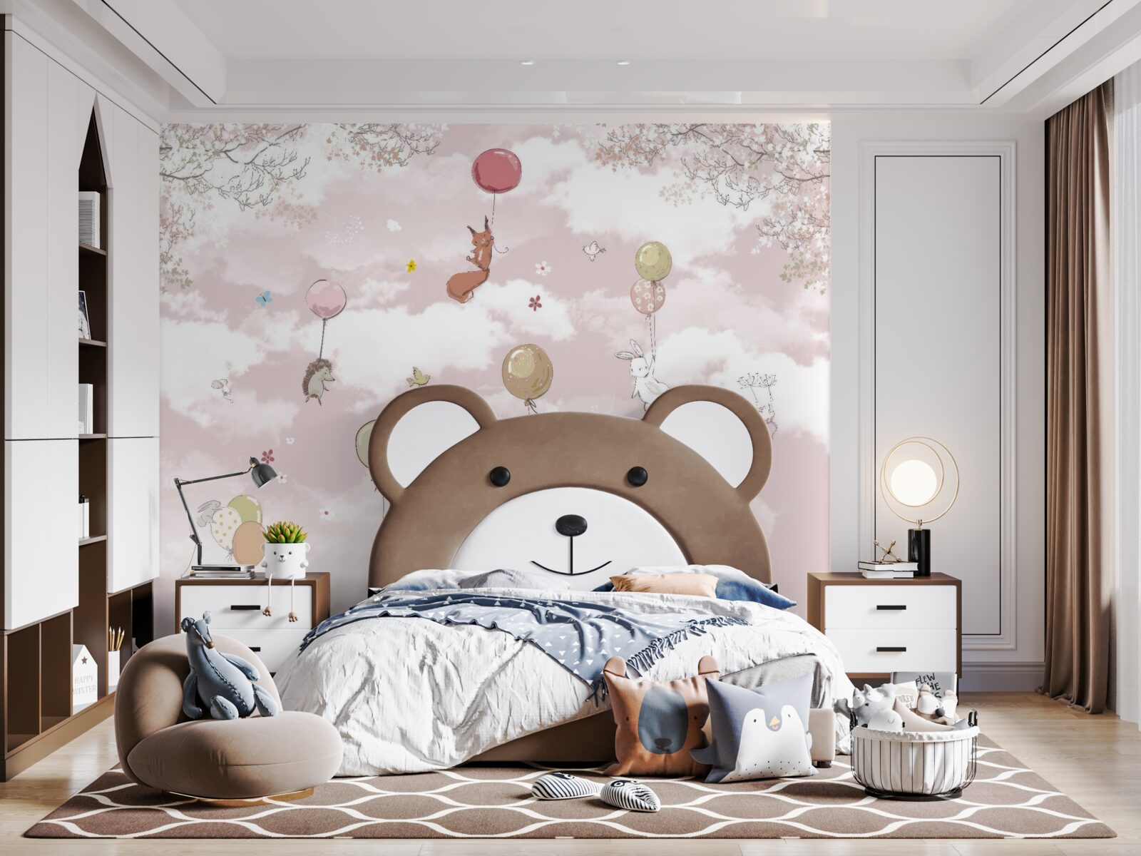 Fototapeta zvieratá lietajú a držia balóny