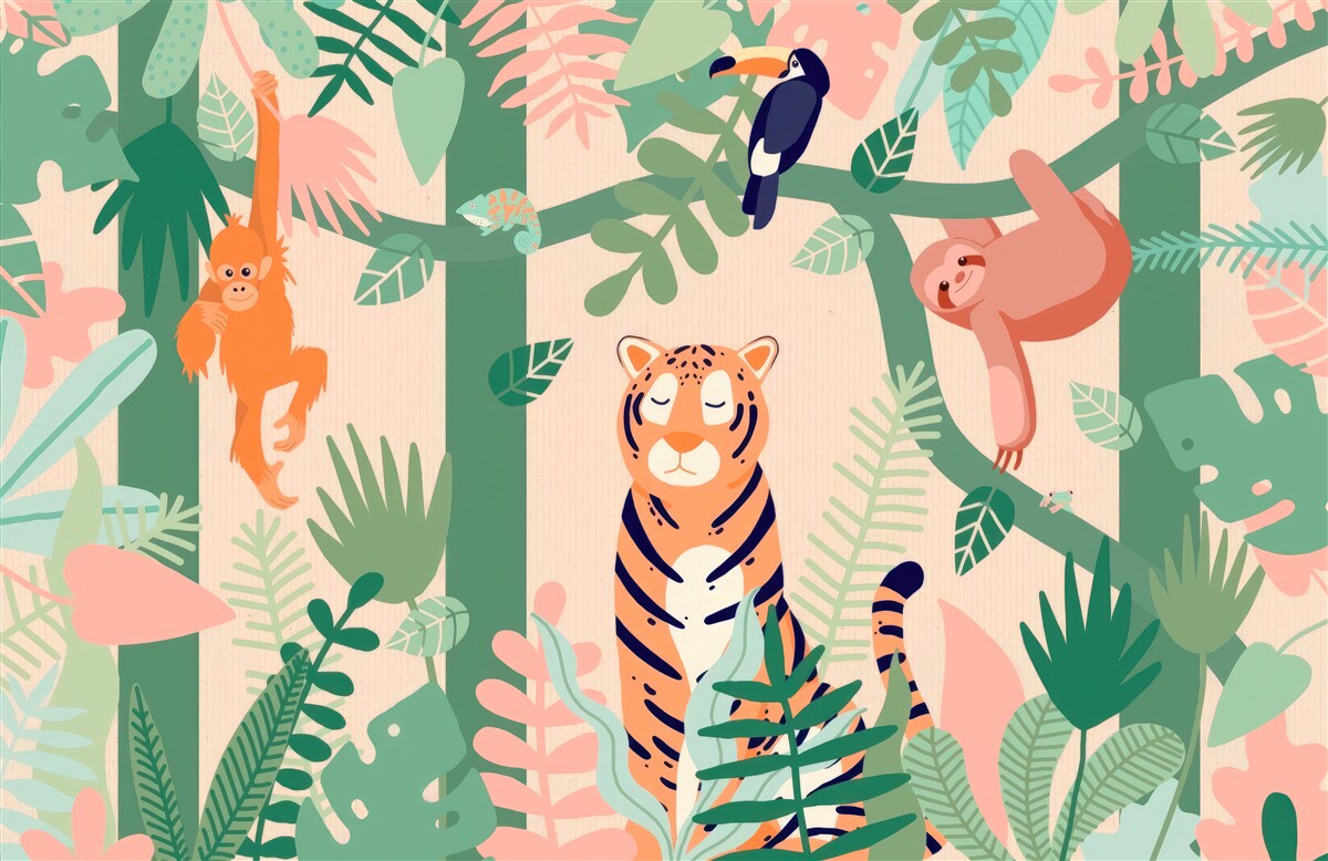 Fototapeta zvieratá sa hrajú v džungli