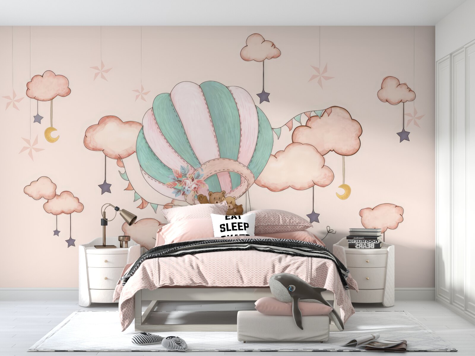 Fototapeta celá medvedia rodinka sa vydáva na let teplovzdušným balónom