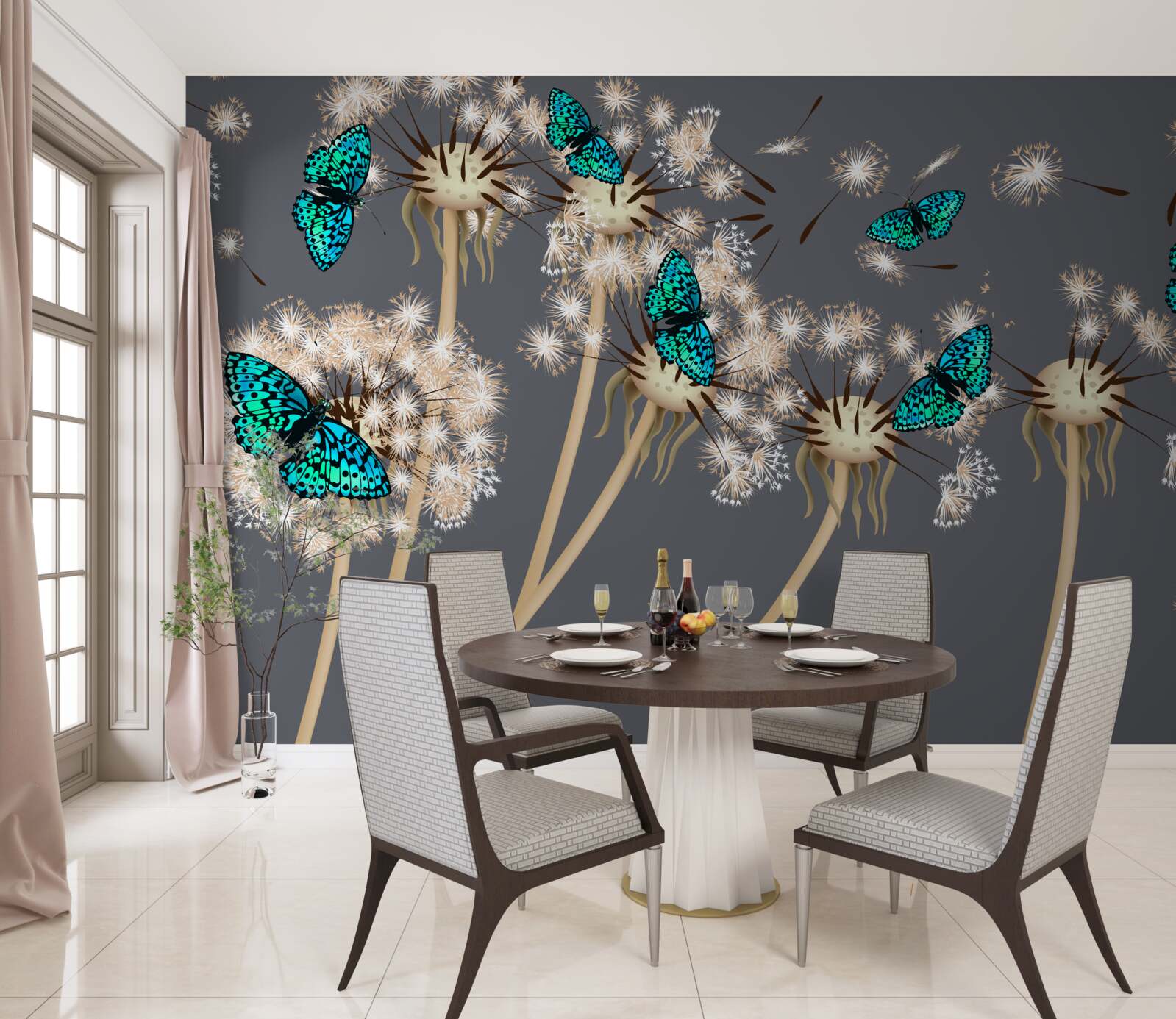 Fototapeta púpavy a motýle