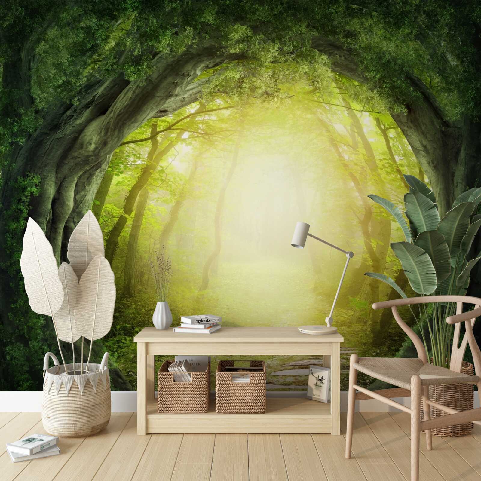 Fototapeta krajina so zeleným lesom