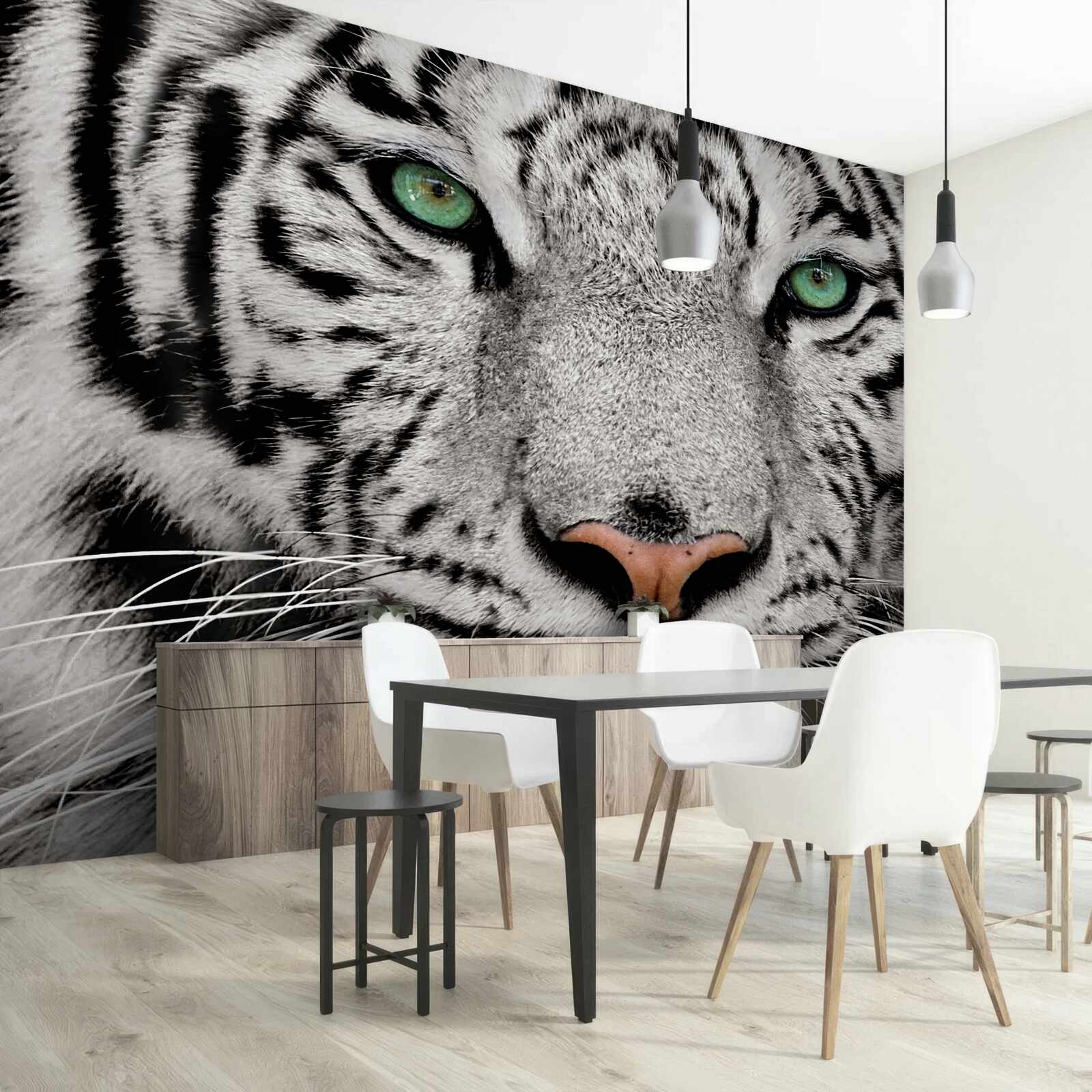 Fototapeta biely tiger na blízko