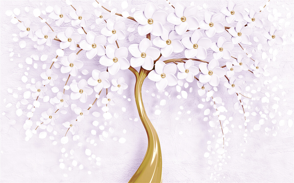 Fototapeta strom s malými bielymi kvetmi