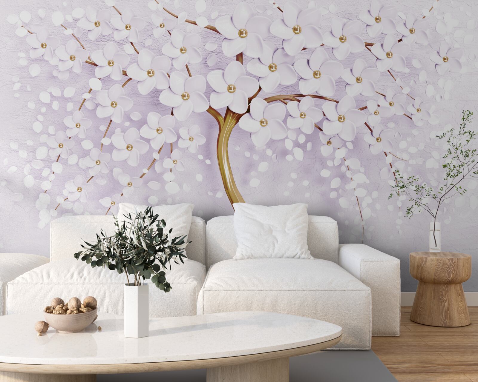 Fototapeta strom s malými bielymi kvetmi