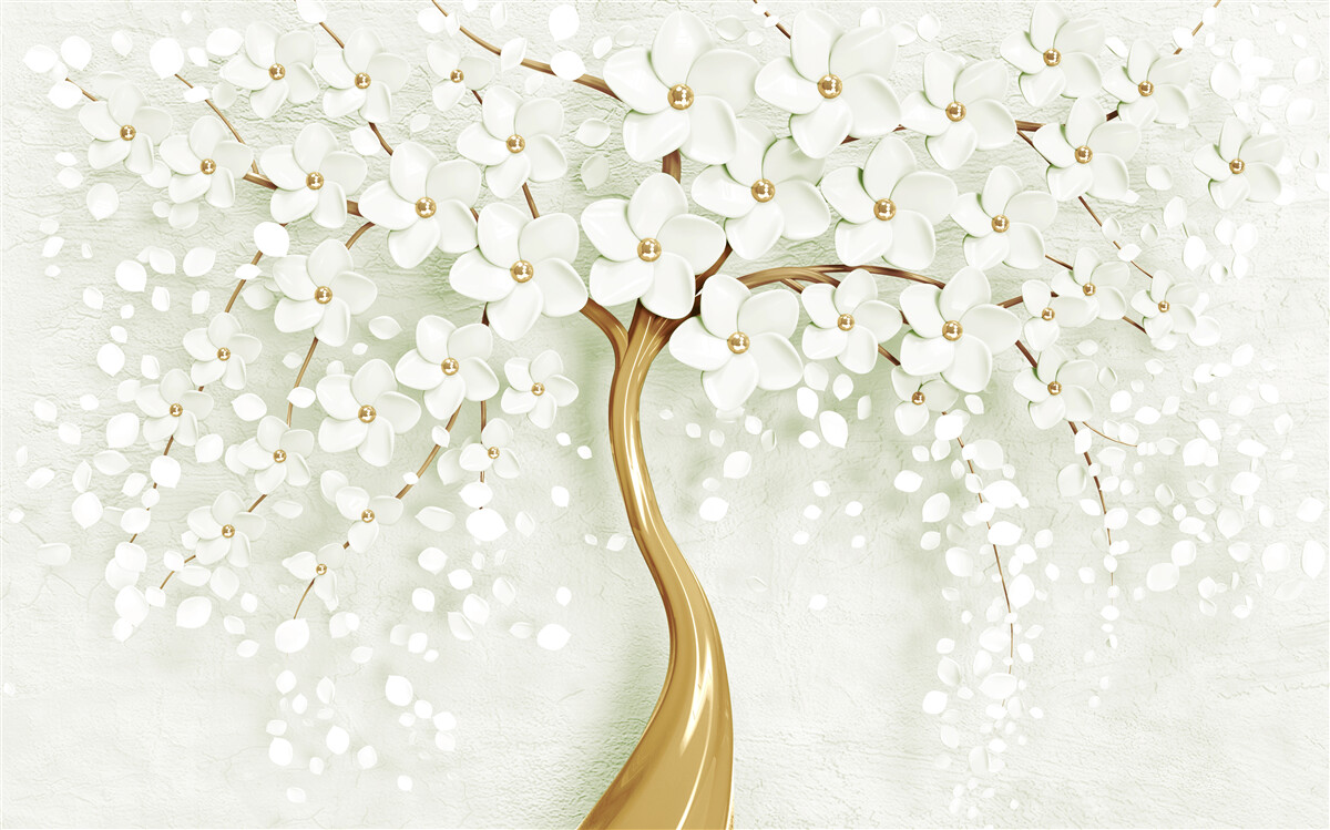 Fototapeta strom so snehovo bielymi kvetmi kvitnúcimi v lete