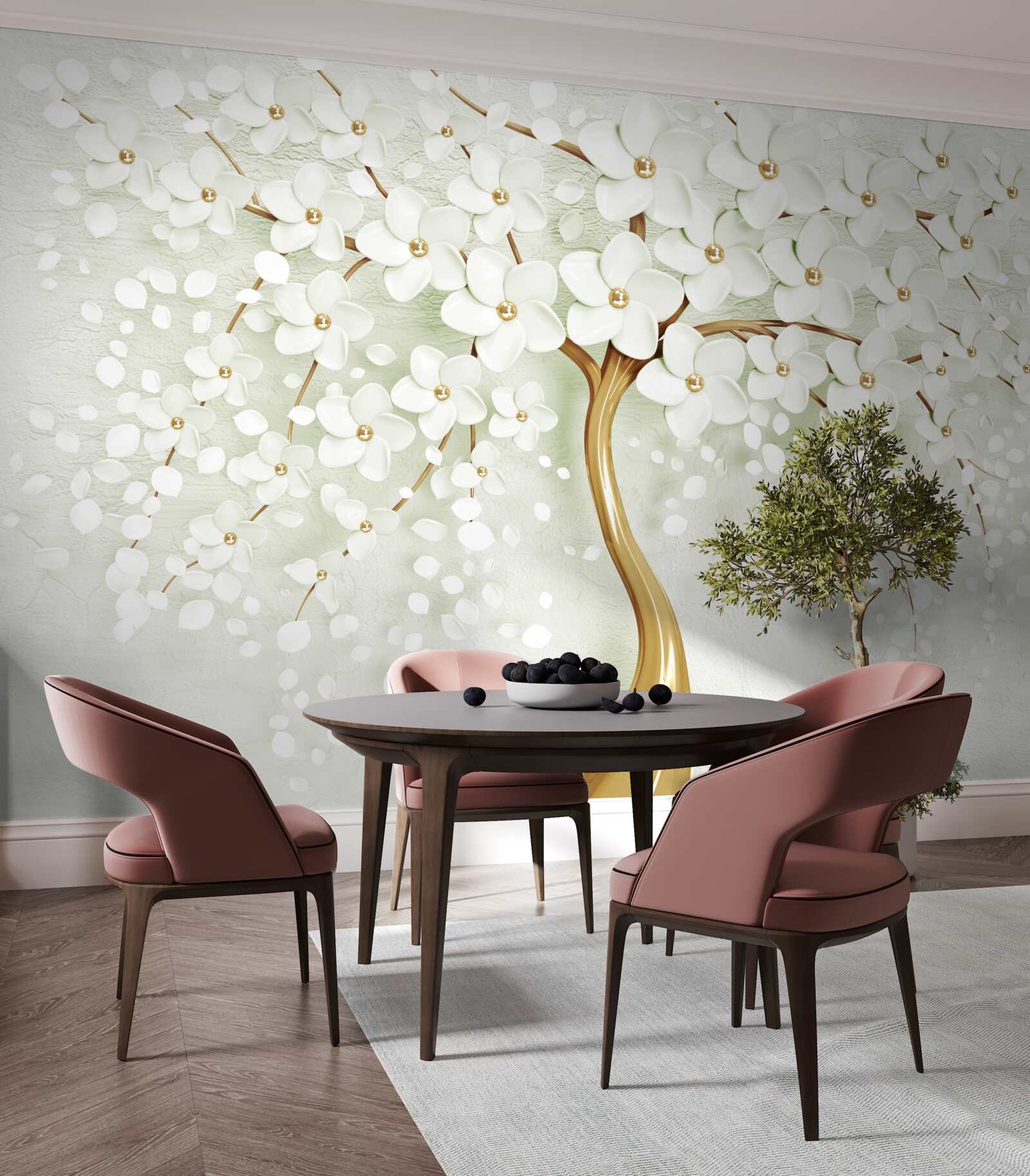 Fototapeta strom so snehovo bielymi kvetmi kvitnúcimi v lete