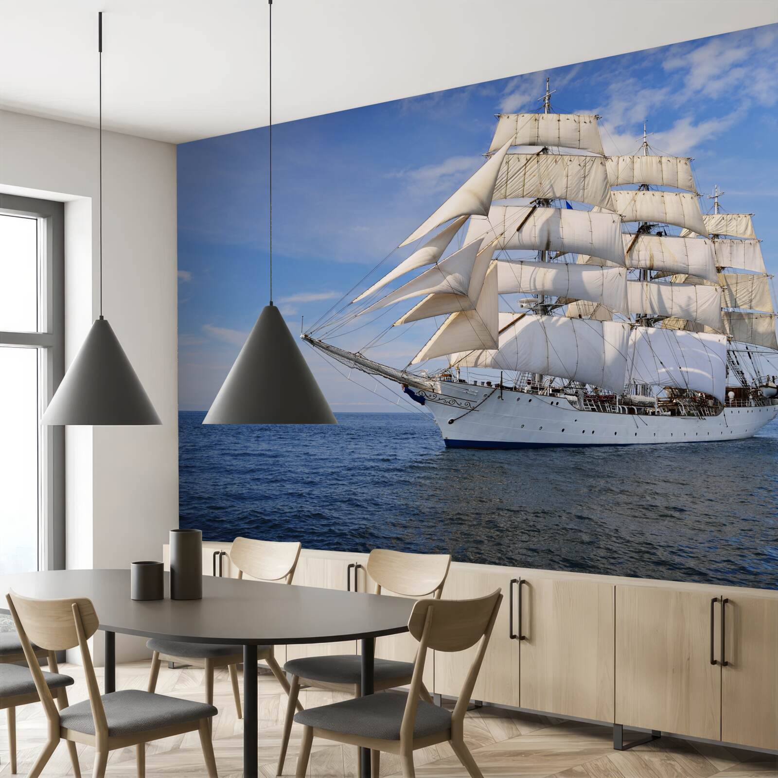 Fototapeta biela loď na vode