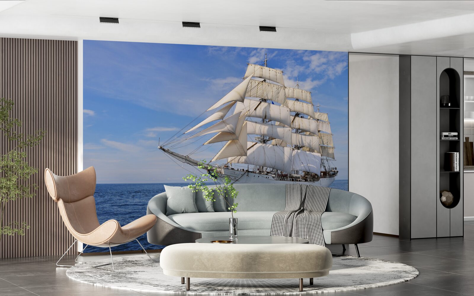 Fototapeta biela loď na vode