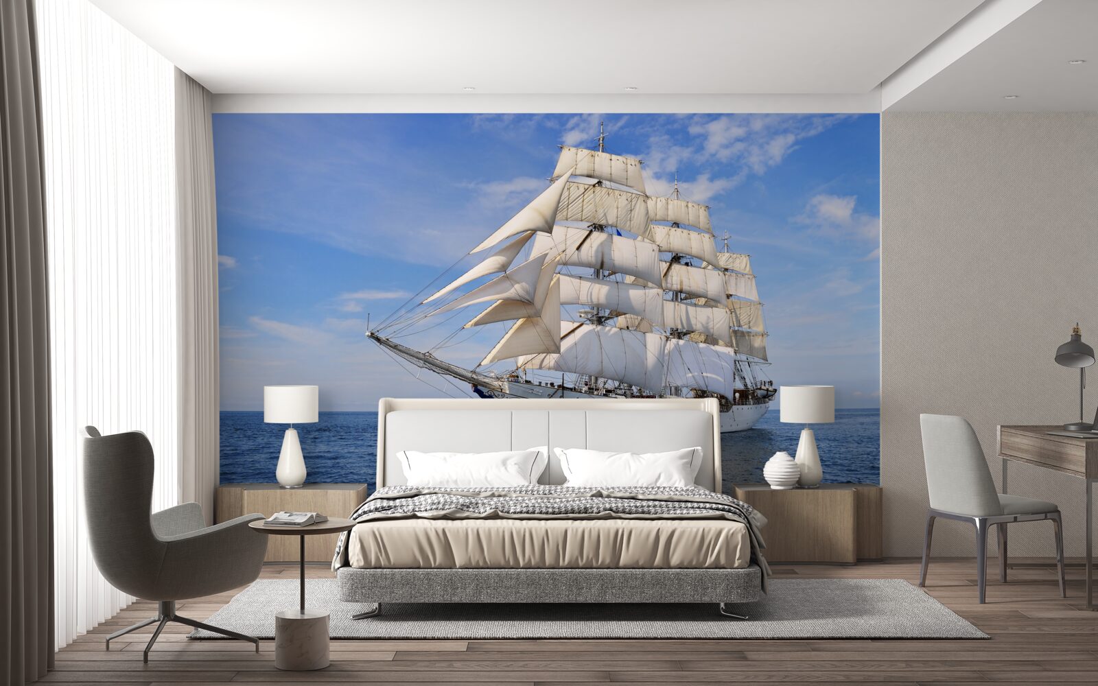 Fototapeta biela loď na vode