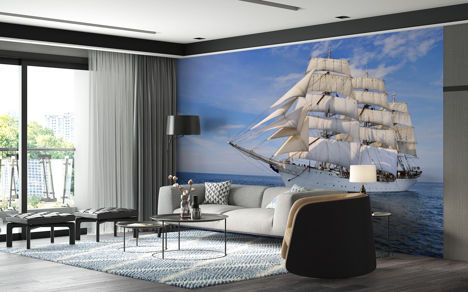 Fototapeta biela loď na vode