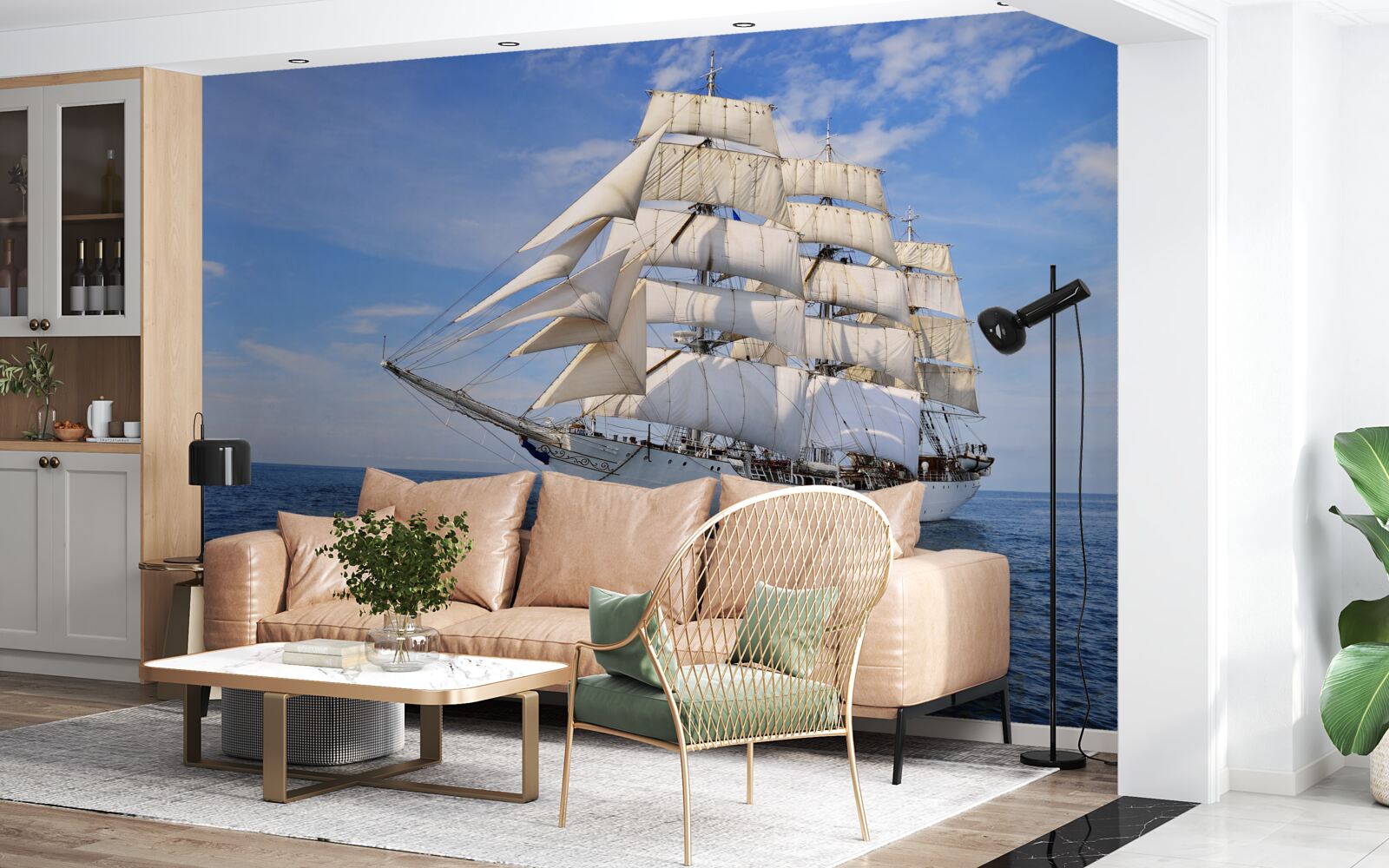 Fototapeta biela loď na vode