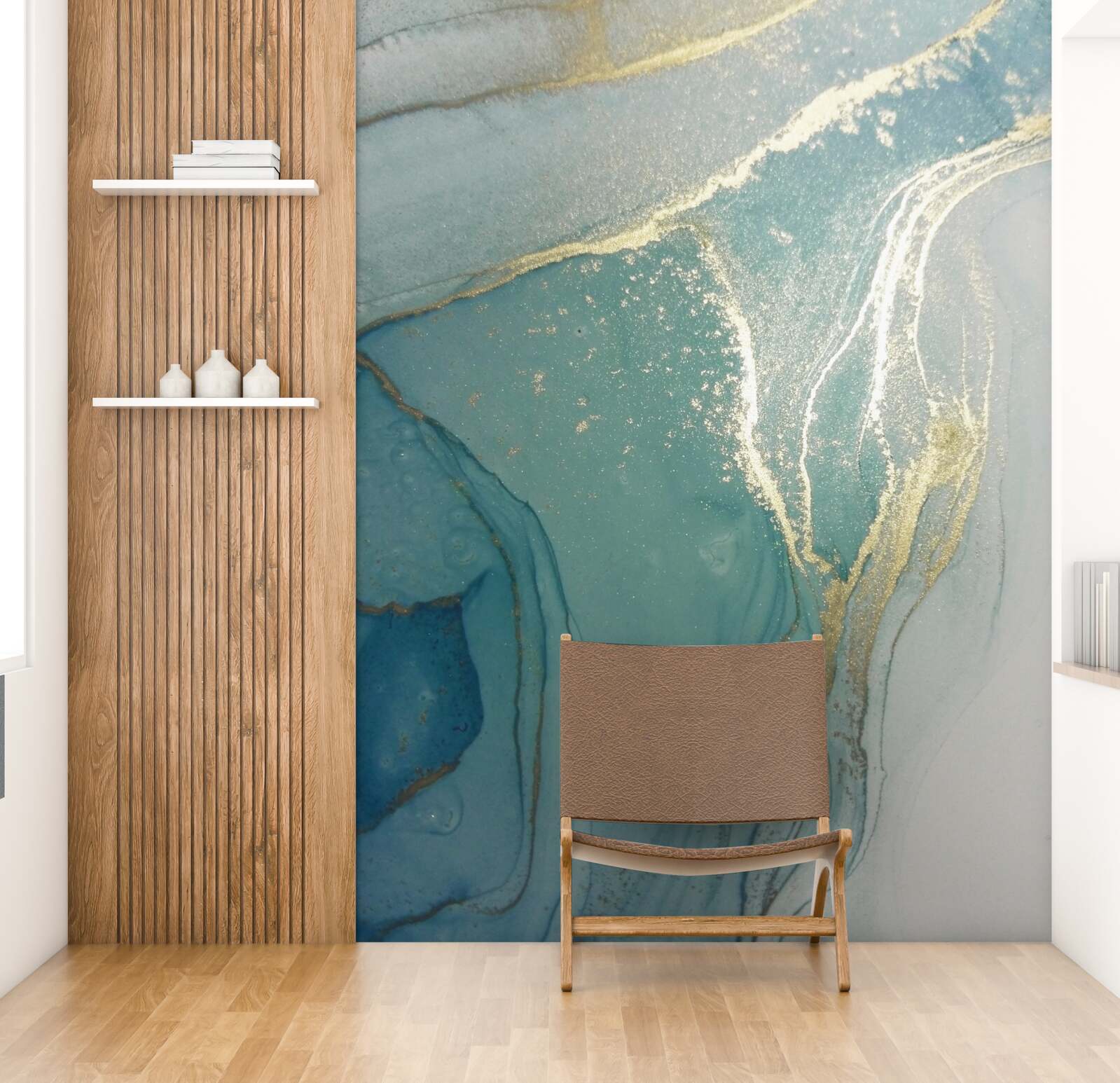 Fototapeta zlatá s tyrkysovou