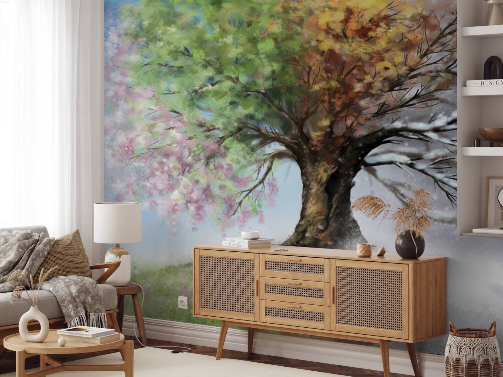 Fototapeta strom predstavuje všetky štyri ročné obdobia