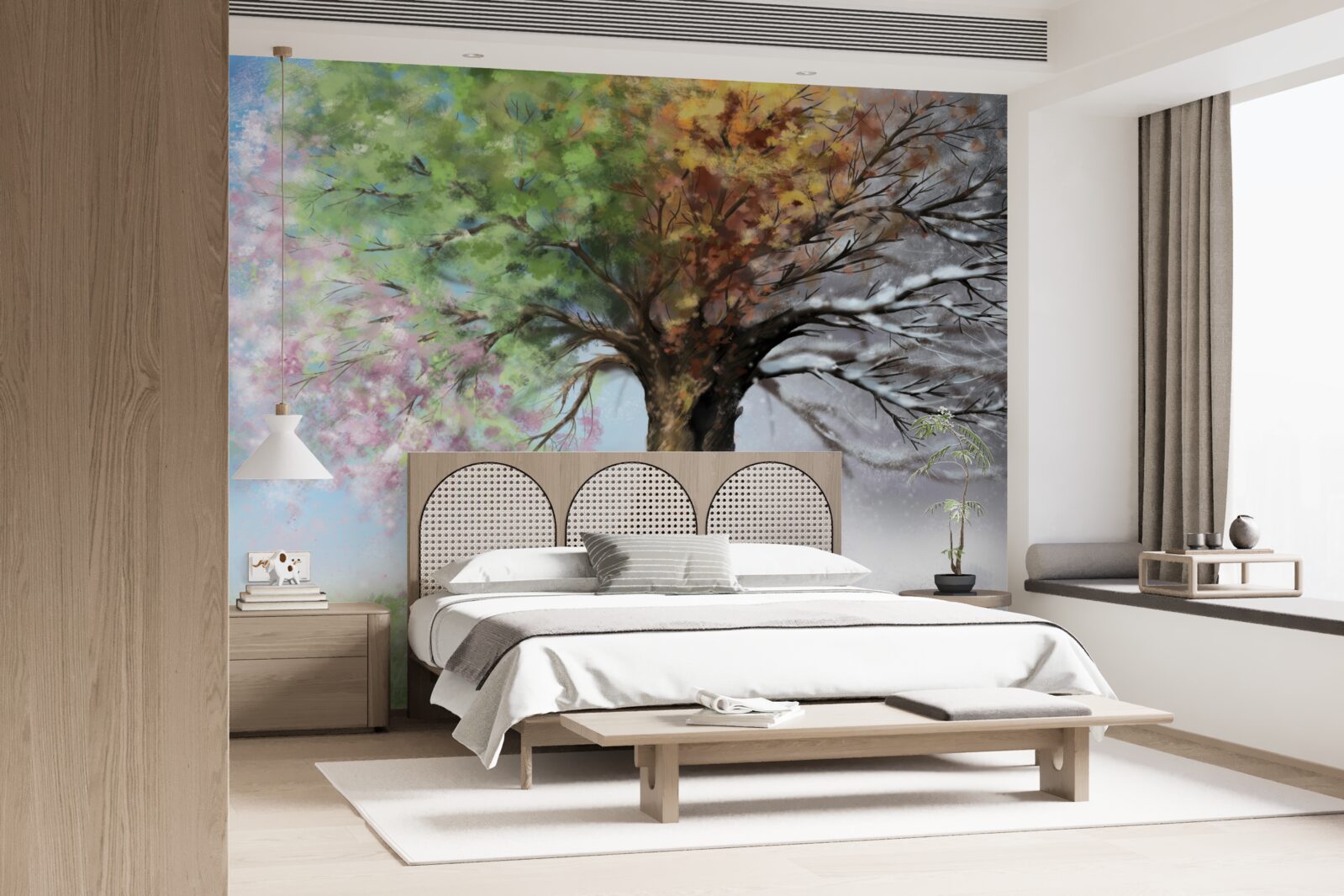 Fototapeta strom predstavuje všetky štyri ročné obdobia