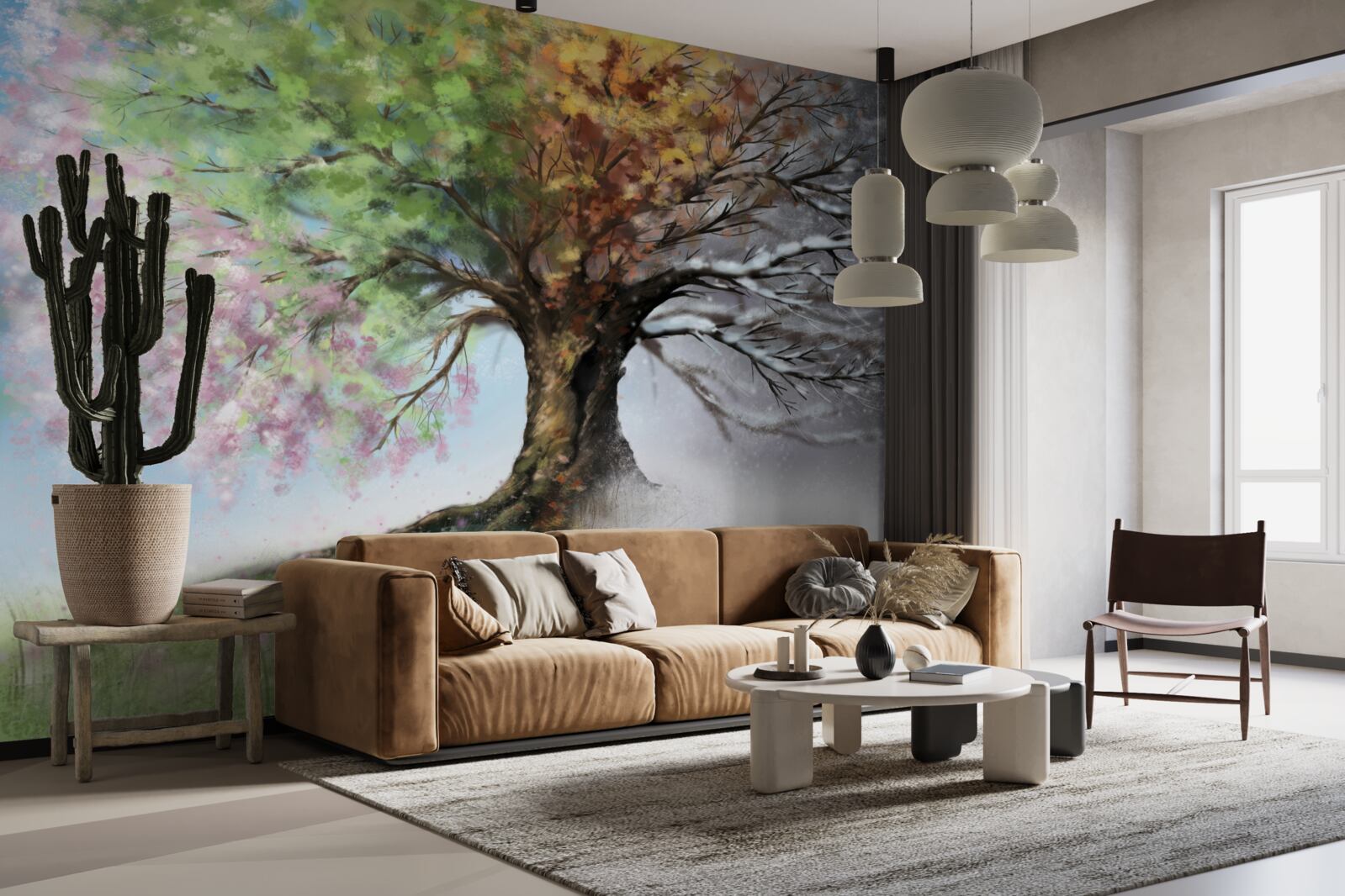 Fototapeta strom predstavuje všetky štyri ročné obdobia