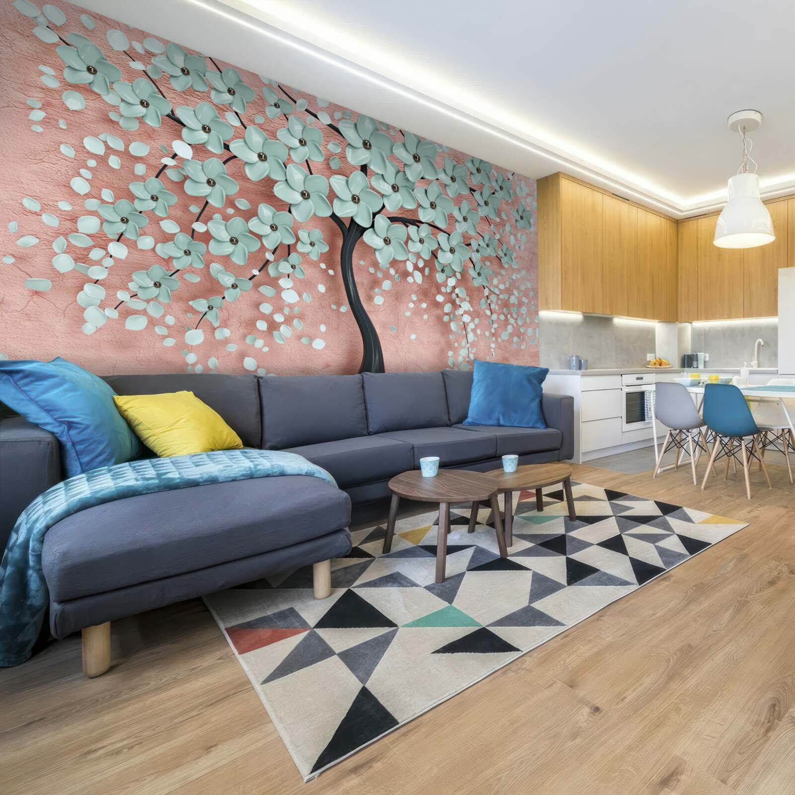 Fototapeta strom s modrými kvetenstvami